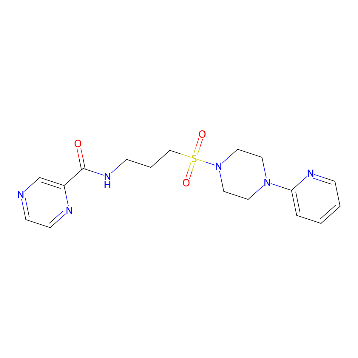 N-(3-((4-(pyridin-2-yl)piperazin-1-yl)sulfonyl)propyl)pyrazine-2-carboxamide molecular structure, CAS 1021248-11-2
