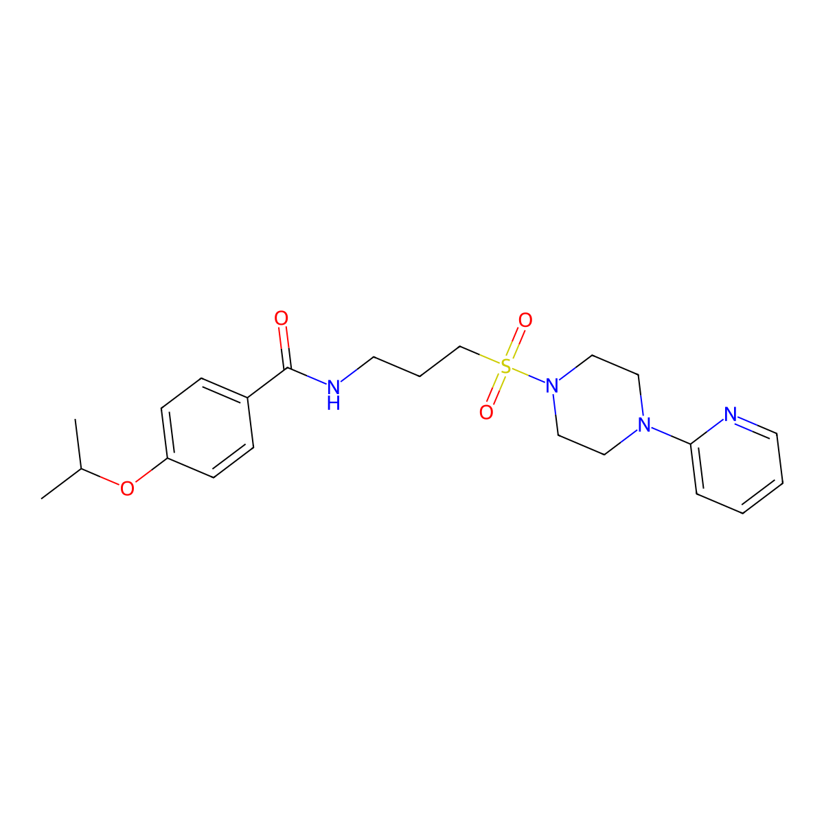 4-isopropoxy-N-(3-((4-(pyridin-2-yl)piperazin-1-yl)sulfonyl)propyl)benzamide molecular structure, CAS 1021248-12-3