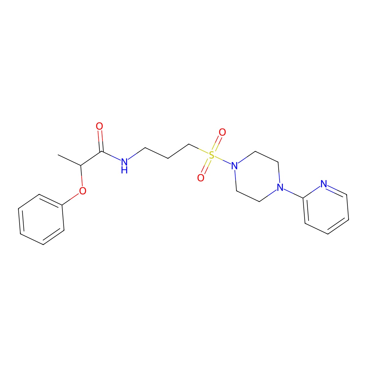 2-phenoxy-N-(3-((4-(pyridin-2-yl)piperazin-1-yl)sulfonyl)propyl)propanamide molecular structure, CAS 1021248-14-5