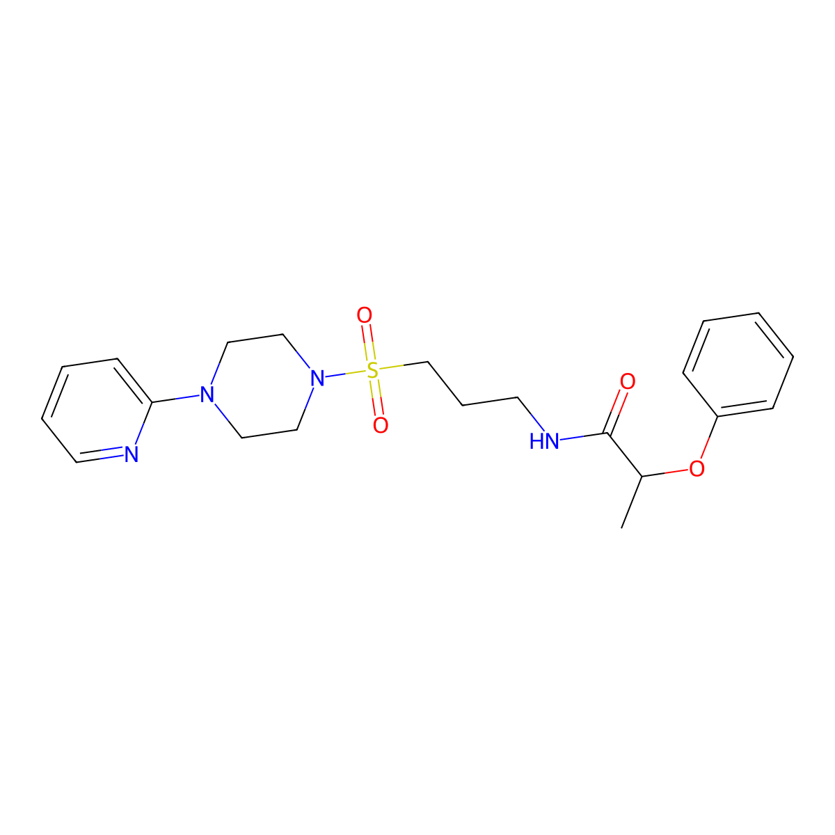 2-phenoxy-N-(3-((4-(pyridin-2-yl)piperazin-1-yl)sulfonyl)propyl)propanamide molecular structure, CAS 1021248-14-5
