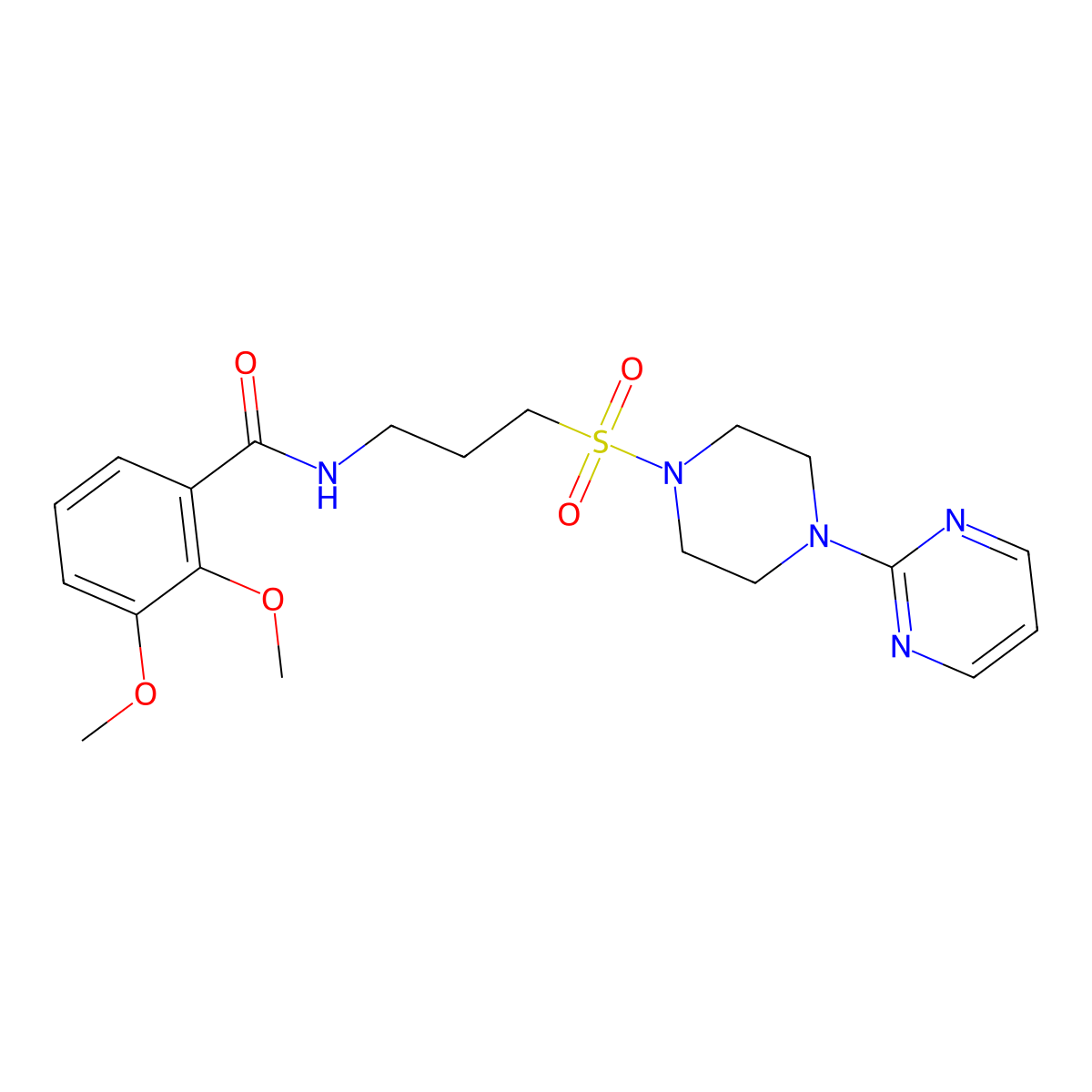 2,3-dimethoxy-N-(3-((4-(pyrimidin-2-yl)piperazin-1-yl)sulfonyl)propyl)benzamide molecular structure, CAS 1021248-19-0