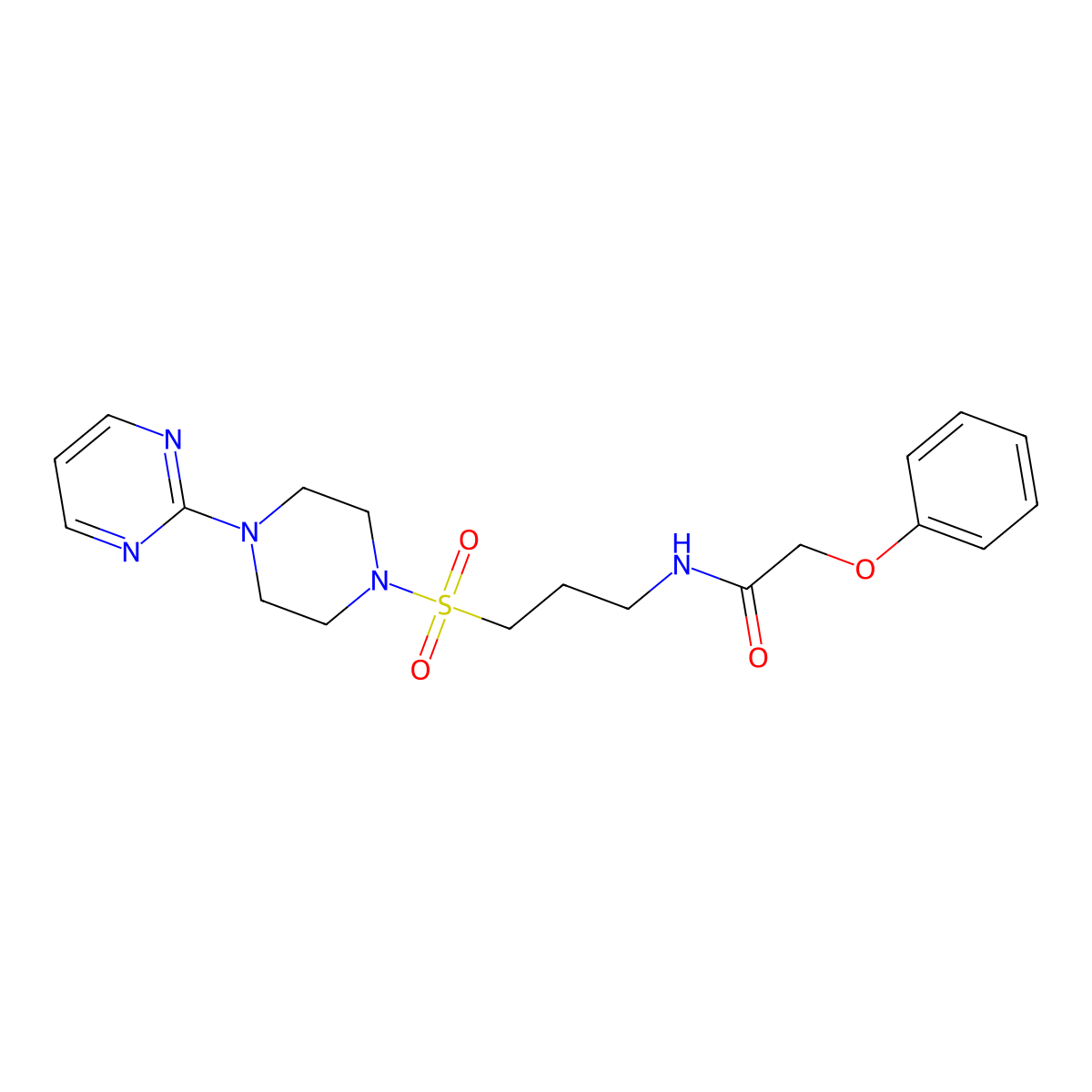 2-phenoxy-N-(3-((4-(pyrimidin-2-yl)piperazin-1-yl)sulfonyl)propyl)acetamide molecular structure, CAS 1021248-25-8