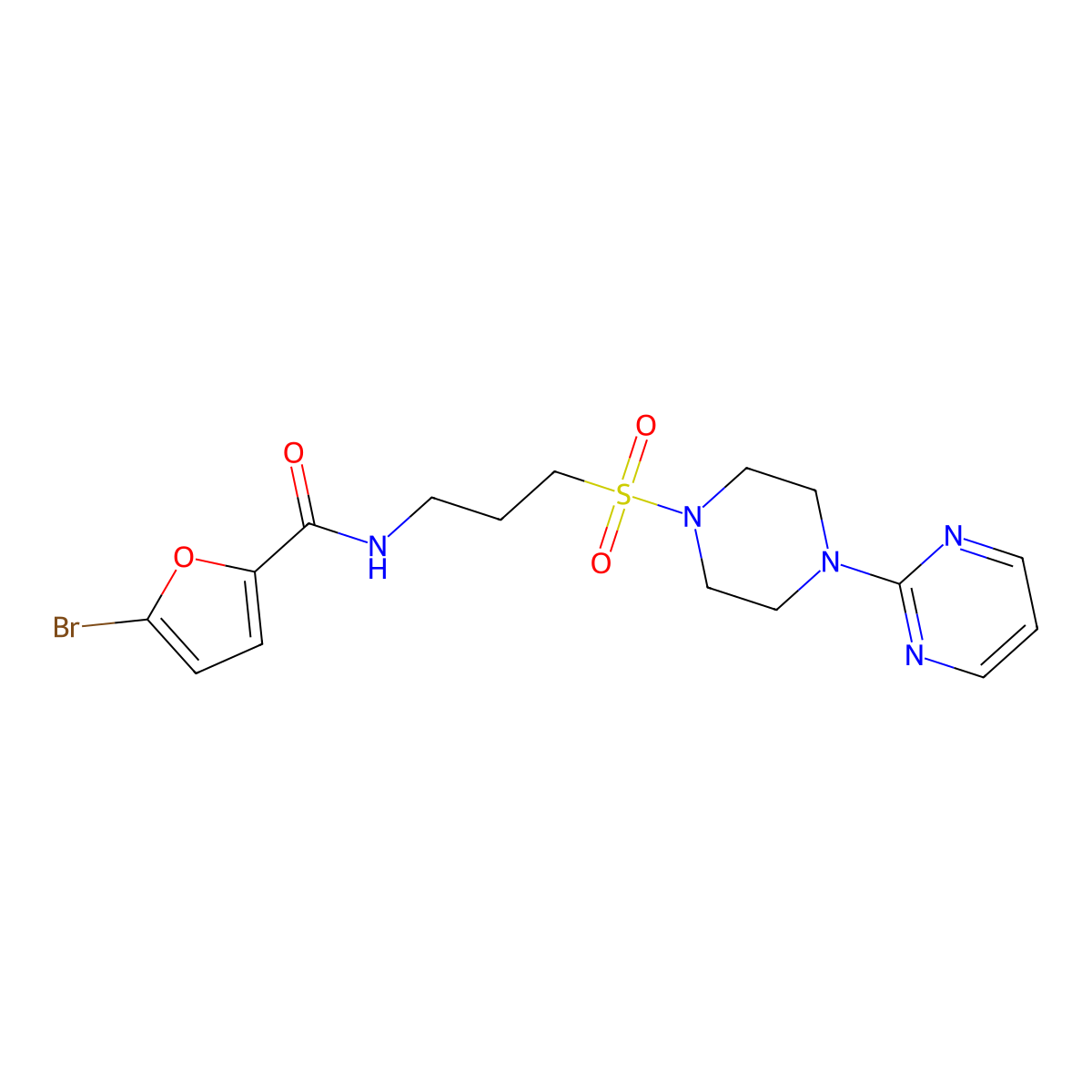 5-bromo-N-(3-((4-(pyrimidin-2-yl)piperazin-1-yl)sulfonyl)propyl)furan-2-carboxamide molecular structure, CAS 1021248-46-3