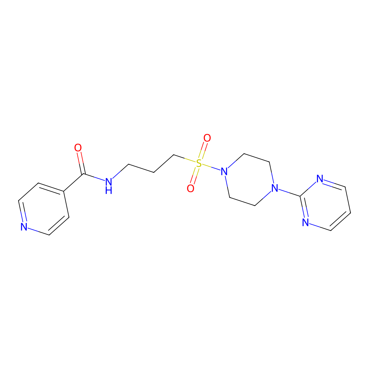 N-(3-((4-(pyrimidin-2-yl)piperazin-1-yl)sulfonyl)propyl)isonicotinamide molecular structure, CAS 1021248-53-2