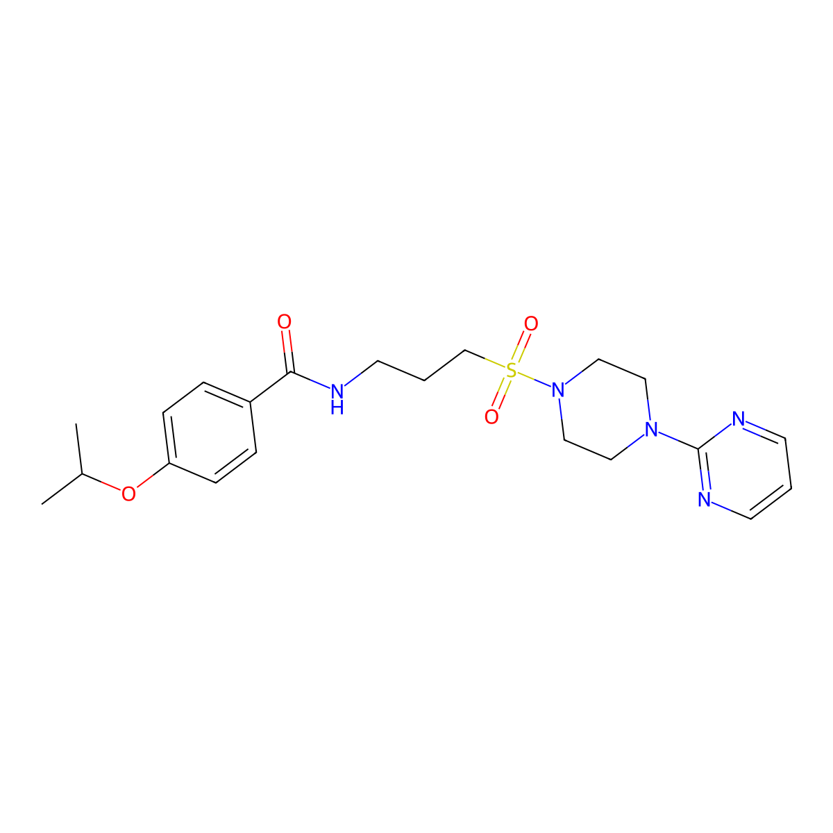 4-isopropoxy-N-(3-((4-(pyrimidin-2-yl)piperazin-1-yl)sulfonyl)propyl)benzamide molecular structure, CAS 1021248-59-8
