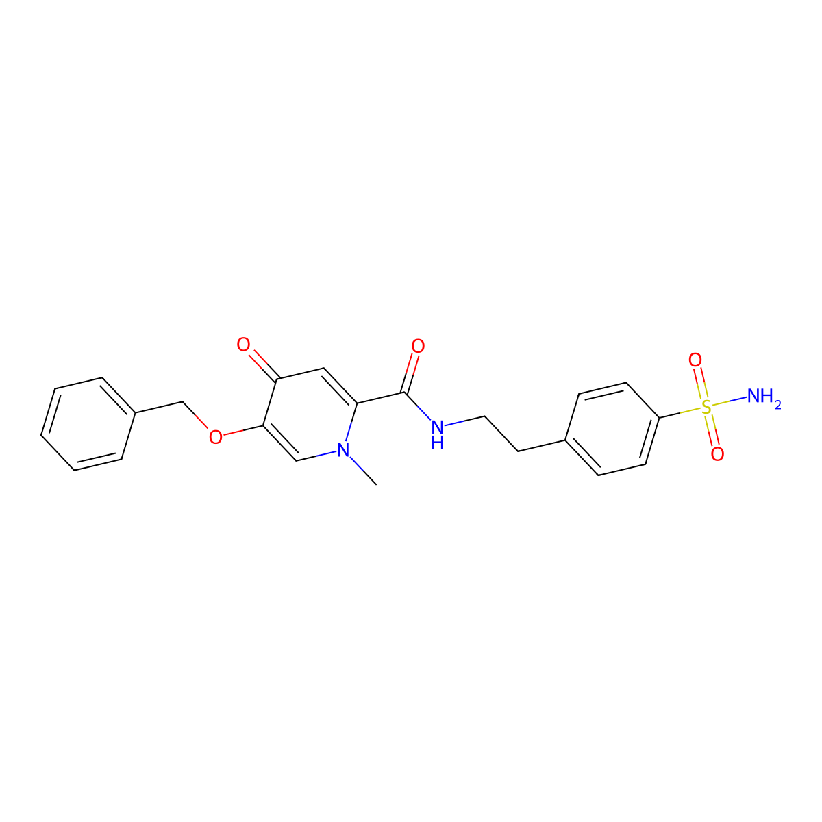 5-(benzyloxy)-1-methyl-4-oxo-N-(4-sulfamoylphenethyl)-1,4-dihydropyridine-2-carboxamide molecular structure, CAS 1021248-68-9
