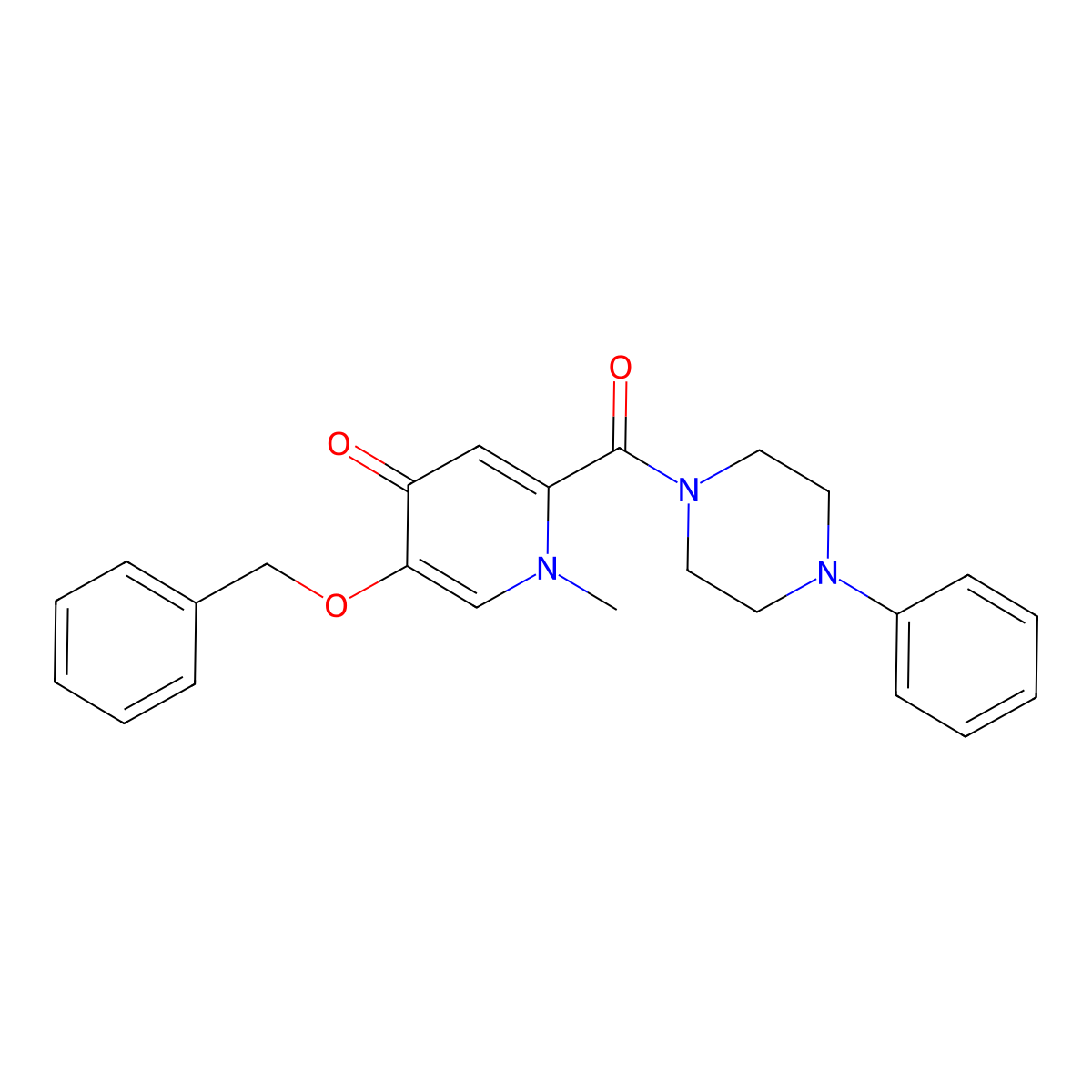 5-(benzyloxy)-1-methyl-2-(4-phenylpiperazine-1-carbonyl)pyridin-4(1H)-one molecular structure, CAS 1021248-70-3