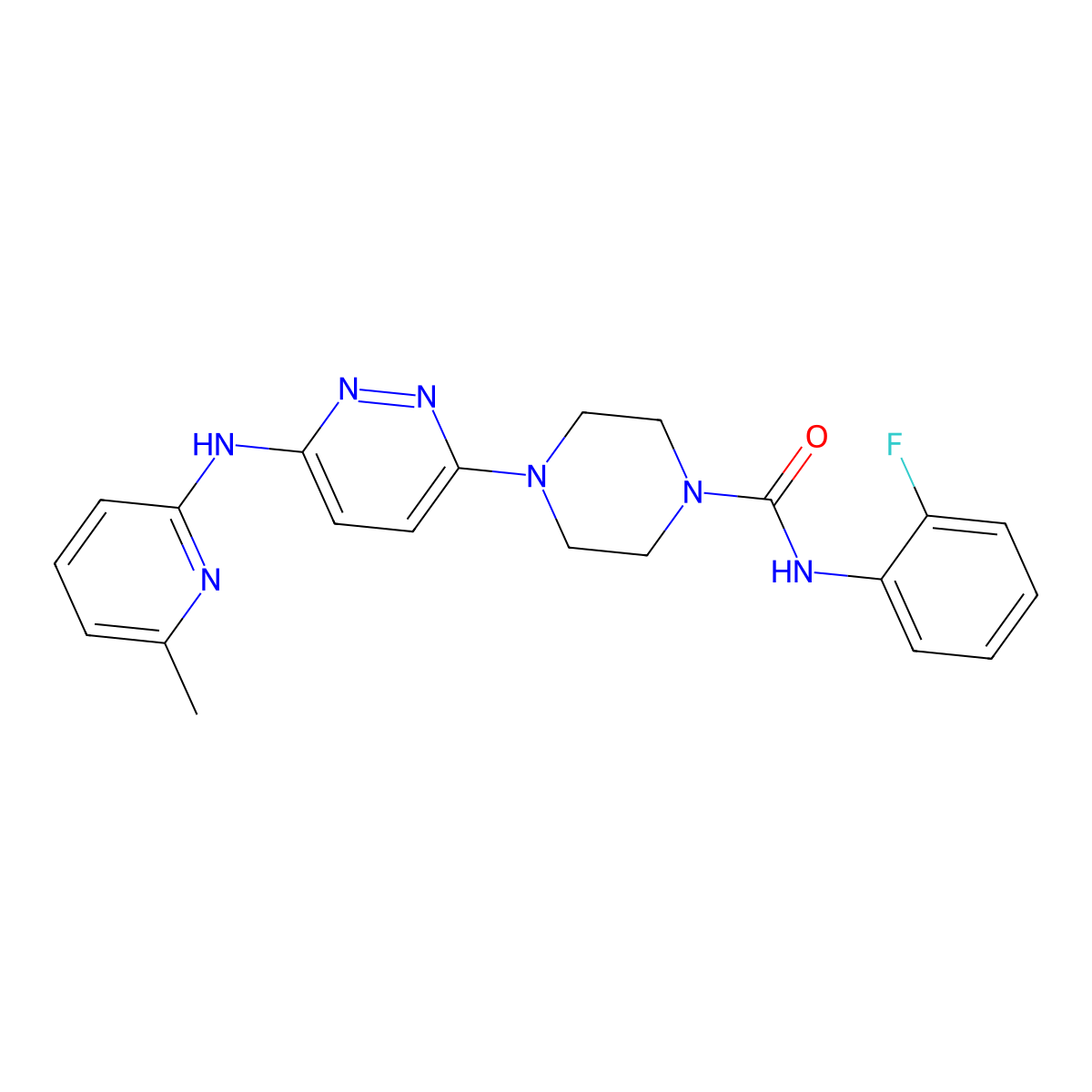 N-(2-fluorophenyl)-4-(6-((6-methylpyridin-2-yl)amino)pyridazin-3-yl)piperazine-1-carboxamide molecular structure, CAS 1021248-71-4