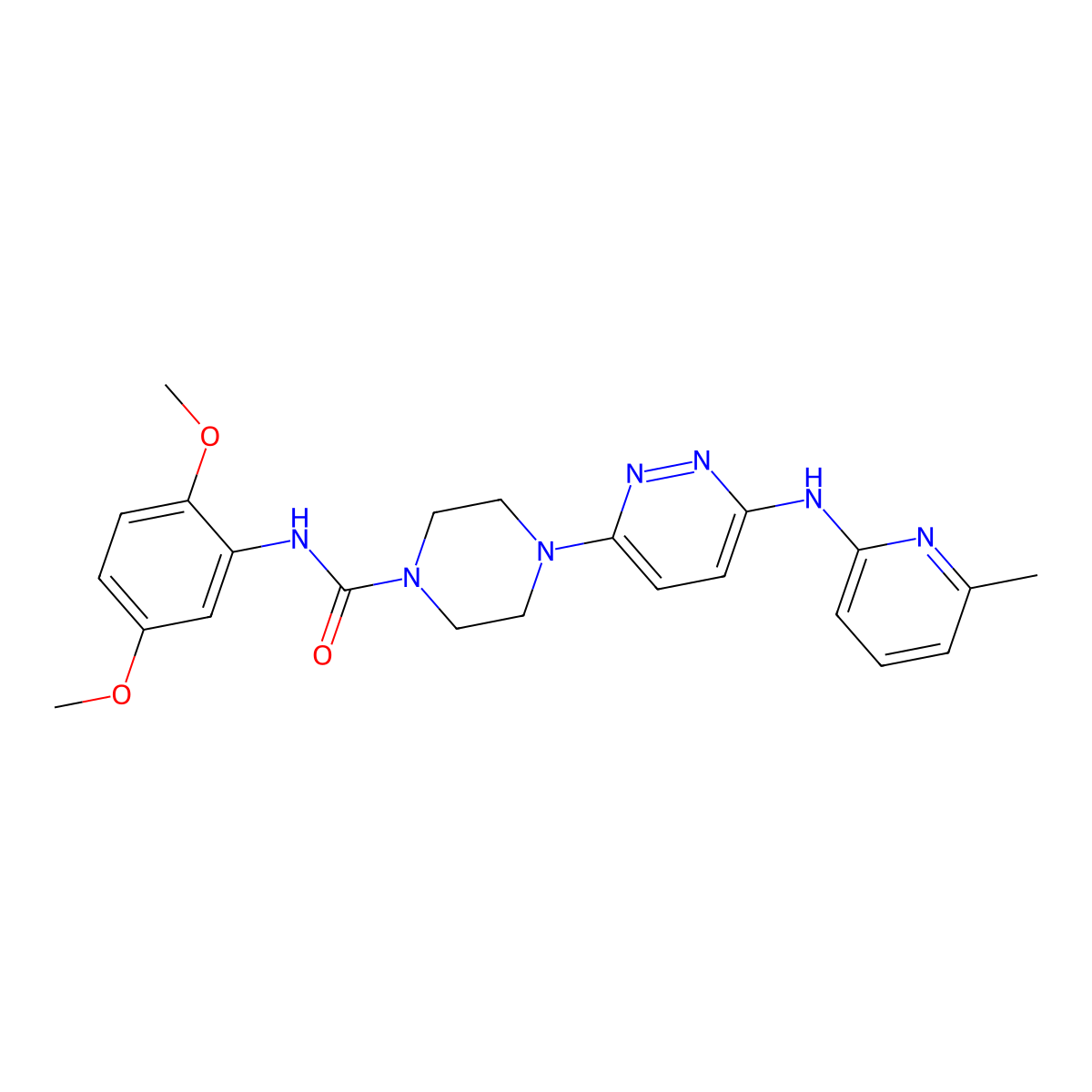 N-(2,5-dimethoxyphenyl)-4-(6-((6-methylpyridin-2-yl)amino)pyridazin-3-yl)piperazine-1-carboxamide molecular structure, CAS 1021248-75-8