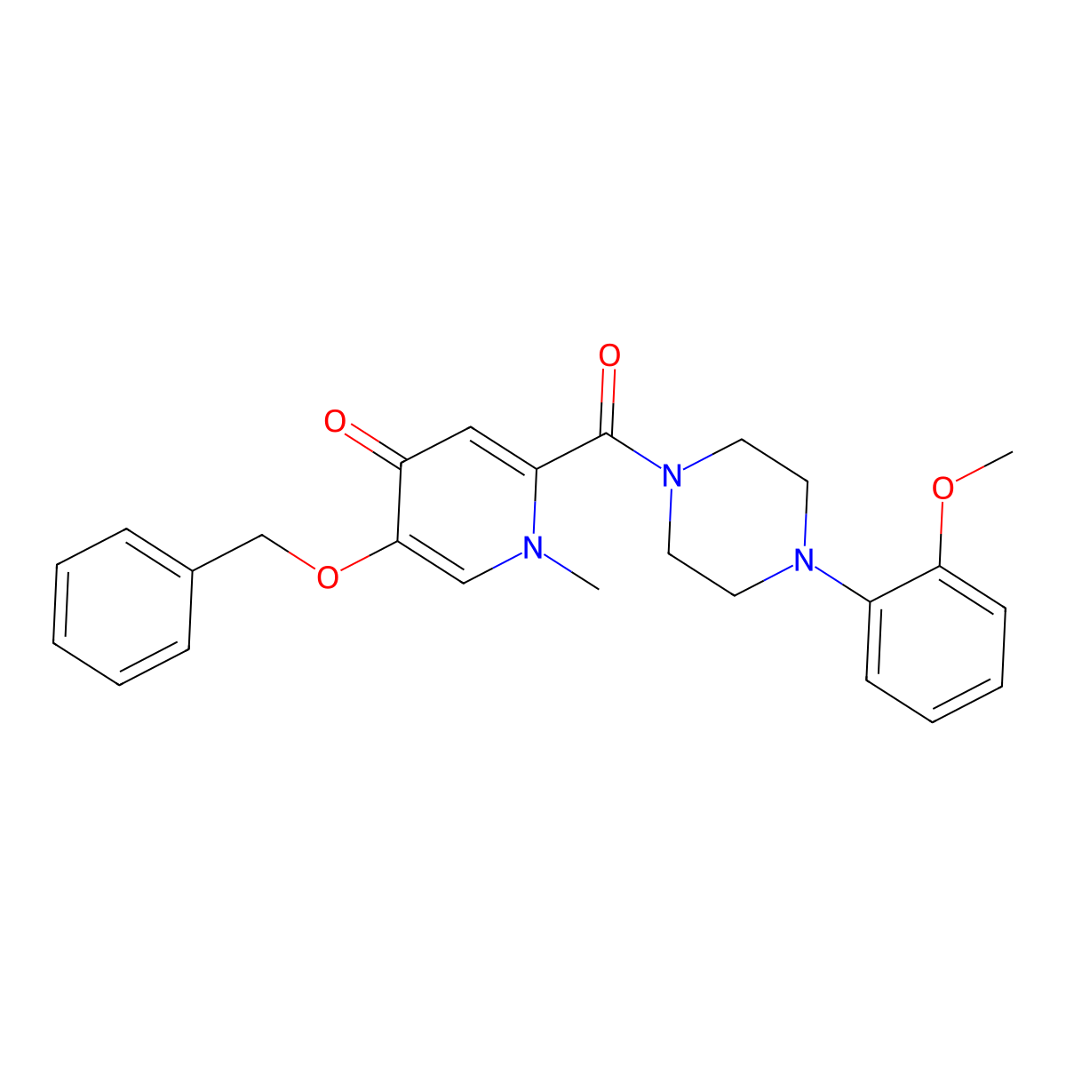 5-(benzyloxy)-2-(4-(2-methoxyphenyl)piperazine-1-carbonyl)-1-methylpyridin-4(1H)-one molecular structure, CAS 1021248-76-9