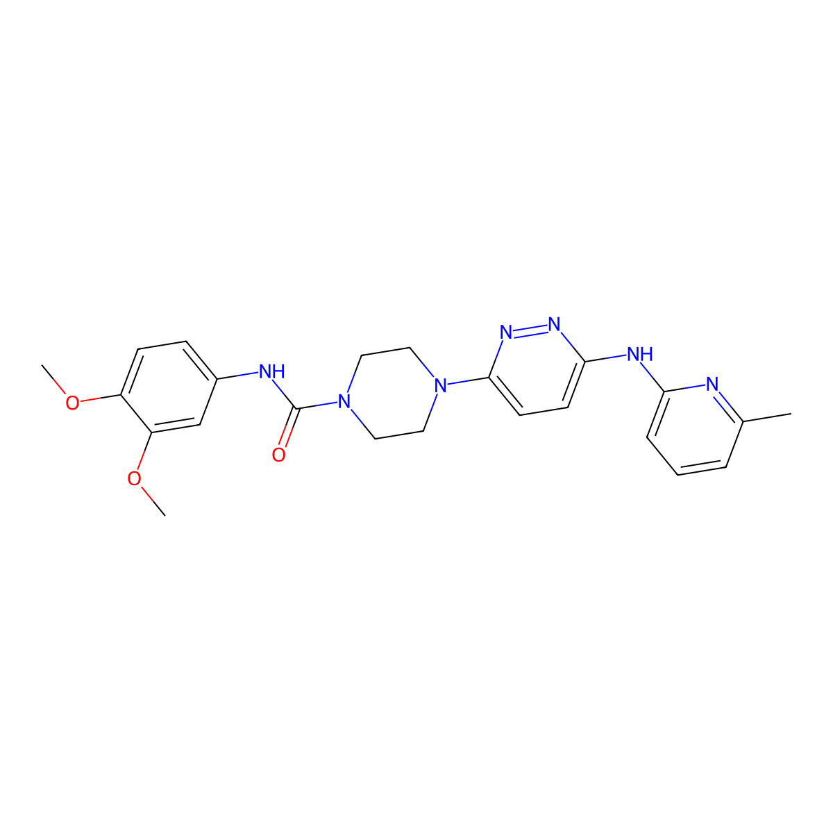 N-(3,4-dimethoxyphenyl)-4-(6-((6-methylpyridin-2-yl)amino)pyridazin-3-yl)piperazine-1-carboxamide molecular structure, CAS 1021248-77-0
