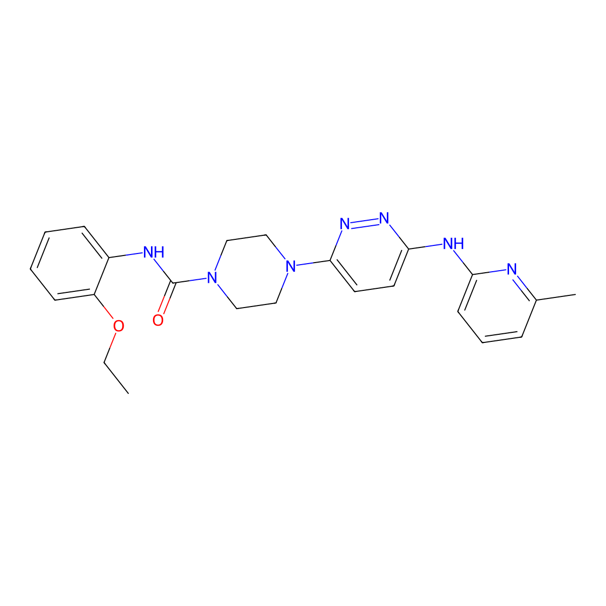 N-(2-ethoxyphenyl)-4-(6-((6-methylpyridin-2-yl)amino)pyridazin-3-yl)piperazine-1-carboxamide molecular structure, CAS 1021248-79-2