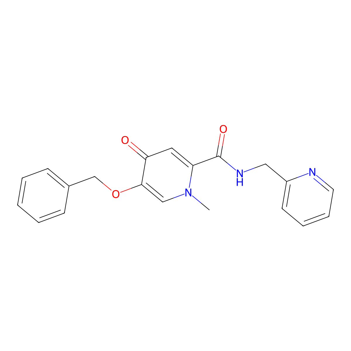 5-(benzyloxy)-1-methyl-4-oxo-N-(pyridin-2-ylmethyl)-1,4-dihydropyridine-2-carboxamide molecular structure, CAS 1021248-80-5