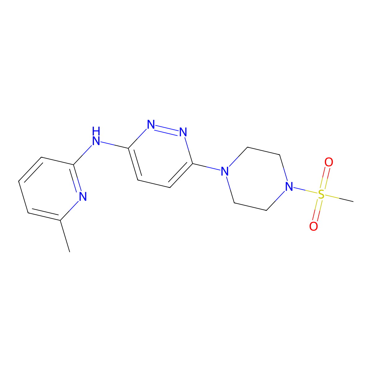 N-(6-methylpyridin-2-yl)-6-(4-(methylsulfonyl)piperazin-1-yl)pyridazin-3-amine molecular structure, CAS 1021248-82-7