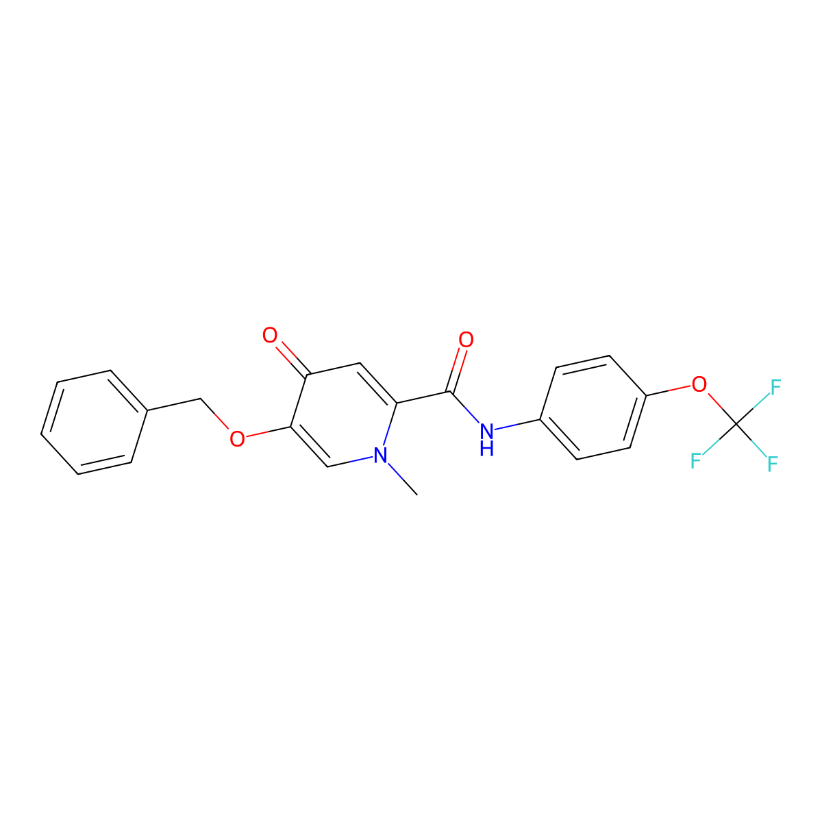 5-(benzyloxy)-1-methyl-4-oxo-N-(4-(trifluoromethoxy)phenyl)-1,4-dihydropyridine-2-carboxamide molecular structure, CAS 1021248-86-1