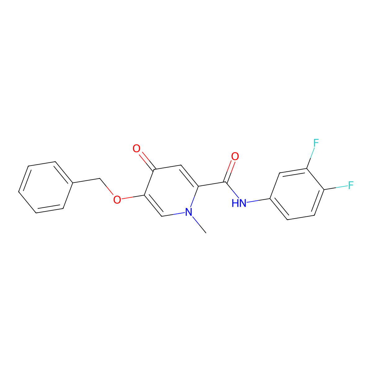 5-(benzyloxy)-N-(3,4-difluorophenyl)-1-methyl-4-oxo-1,4-dihydropyridine-2-carboxamide molecular structure, CAS 1021248-87-2