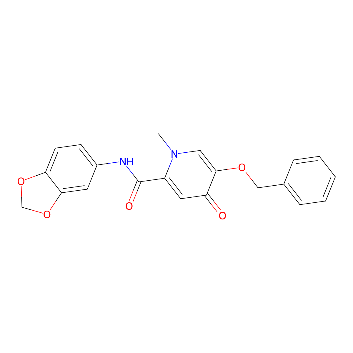 N-(1,3-benzodioxol-5-yl)-5-(benzyloxy)-1-methyl-4-oxo-1,4-dihydropyridine-2-carboxamide molecular structure, CAS 1021248-89-4
