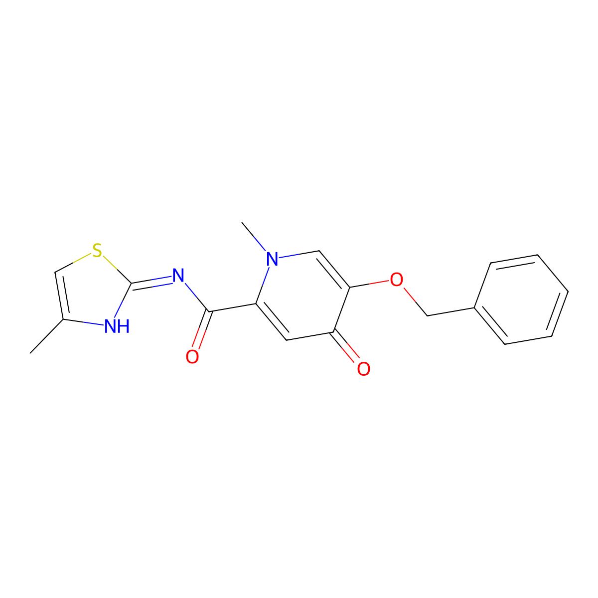 5-(benzyloxy)-1-methyl-N-(4-methylthiazol-2-yl)-4-oxo-1,4-dihydropyridine-2-carboxamide molecular structure, CAS 1021248-90-7