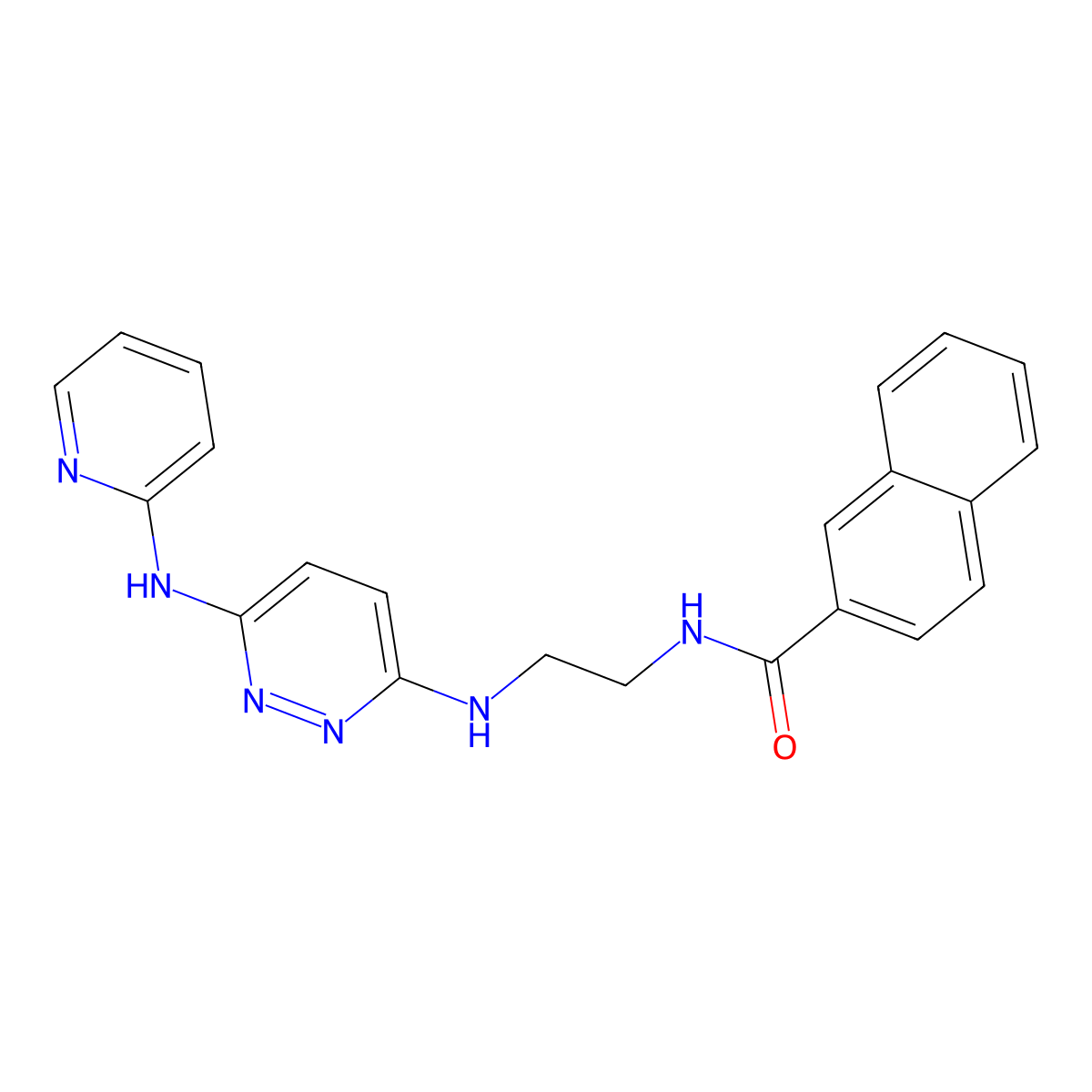 N-(2-((6-(pyridin-2-ylamino)pyridazin-3-yl)amino)ethyl)-2-naphthamide molecular structure, CAS 1021248-95-2
