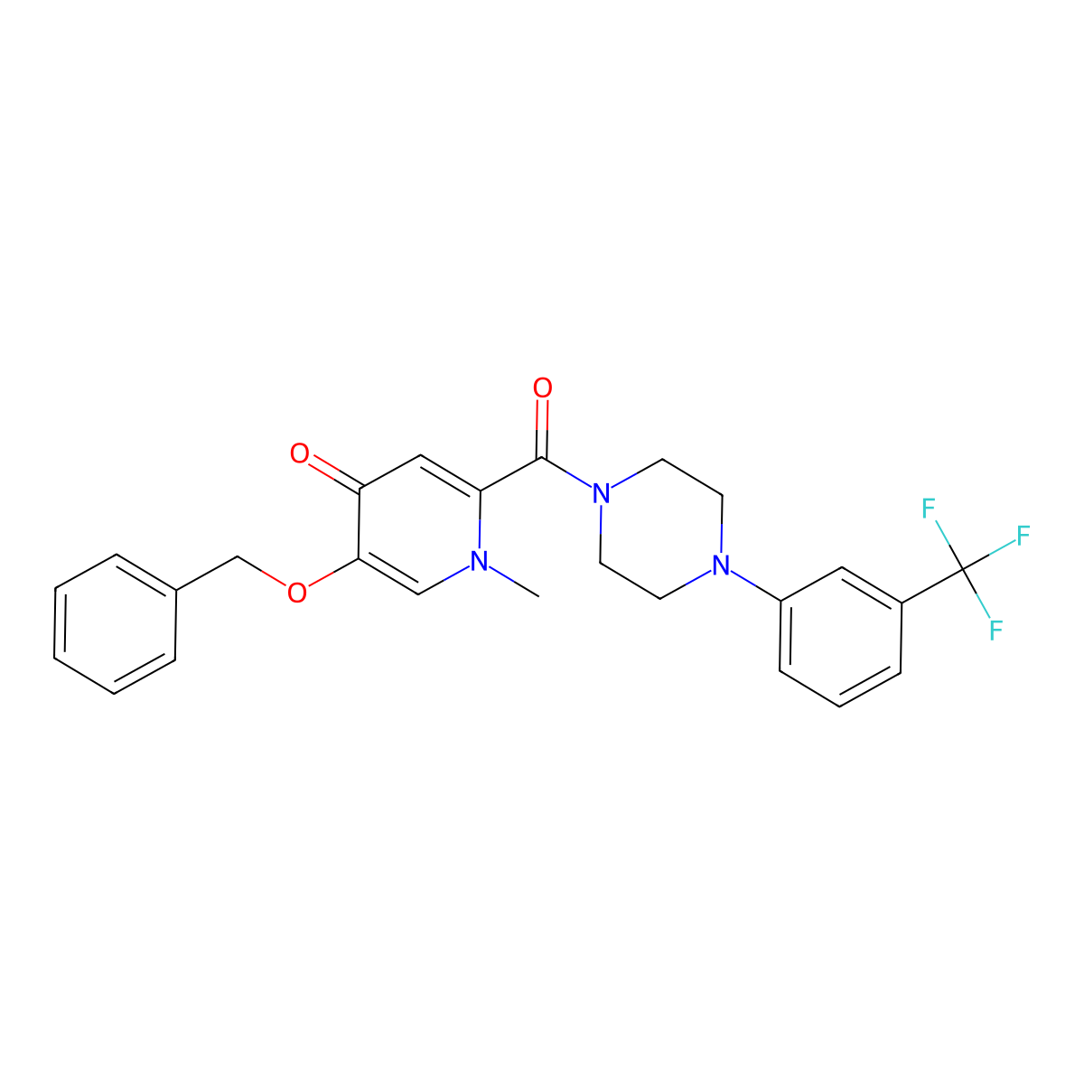 5-(benzyloxy)-1-methyl-2-(4-(3-(trifluoromethyl)phenyl)piperazine-1-carbonyl)pyridin-4(1H)-one molecular structure, CAS 1021249-00-2