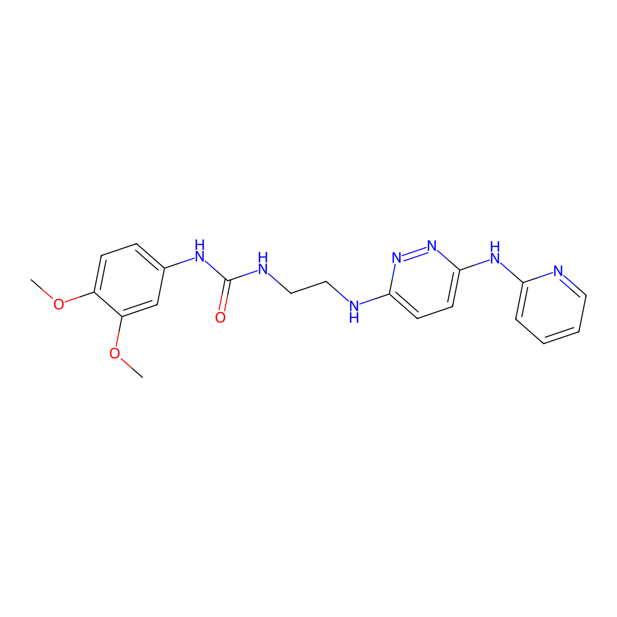 1-(3,4-Dimethoxyphenyl)-3-(2-((6-(pyridin-2-ylamino)pyridazin-3-yl)amino)ethyl)urea molecular structure, CAS 1021249-08-0
