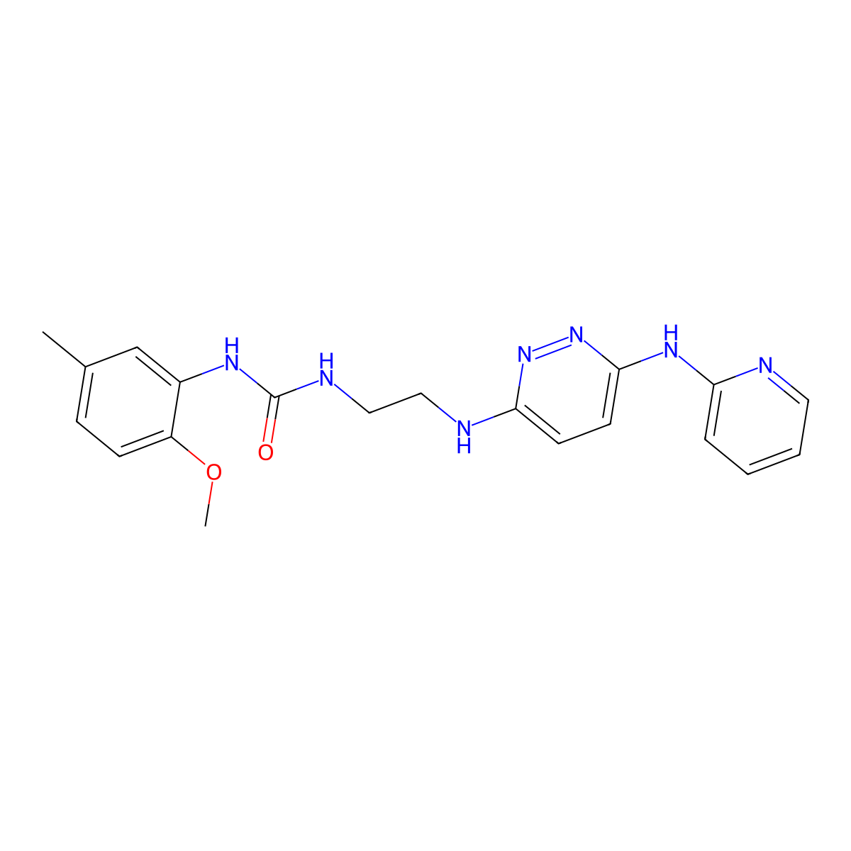 1-(2-Methoxy-5-methylphenyl)-3-(2-((6-(pyridin-2-ylamino)pyridazin-3-yl)amino)ethyl)urea molecular structure, CAS 1021249-11-5
