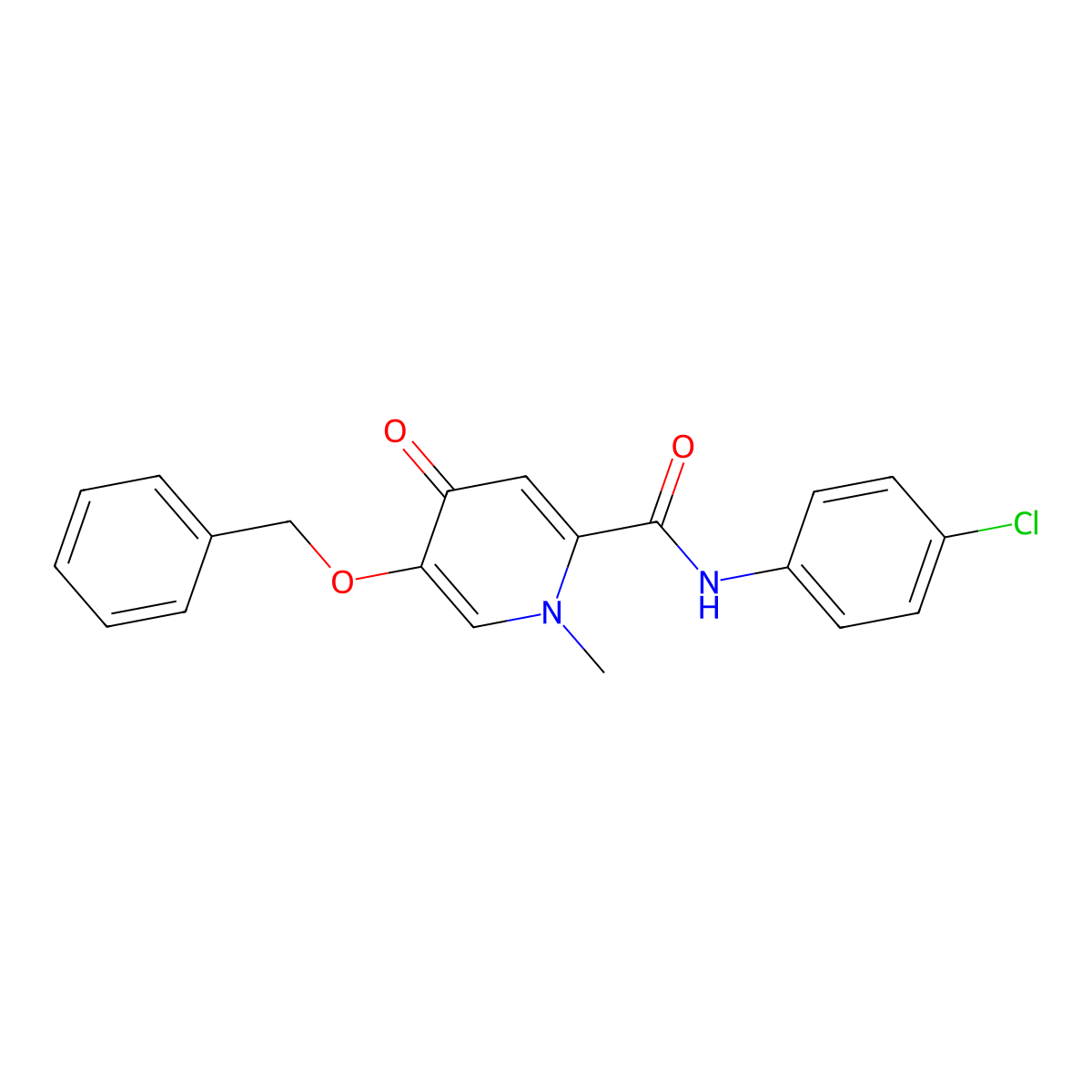 5-(benzyloxy)-N-(4-chlorophenyl)-1-methyl-4-oxo-1,4-dihydropyridine-2-carboxamide molecular structure, CAS 1021249-12-6