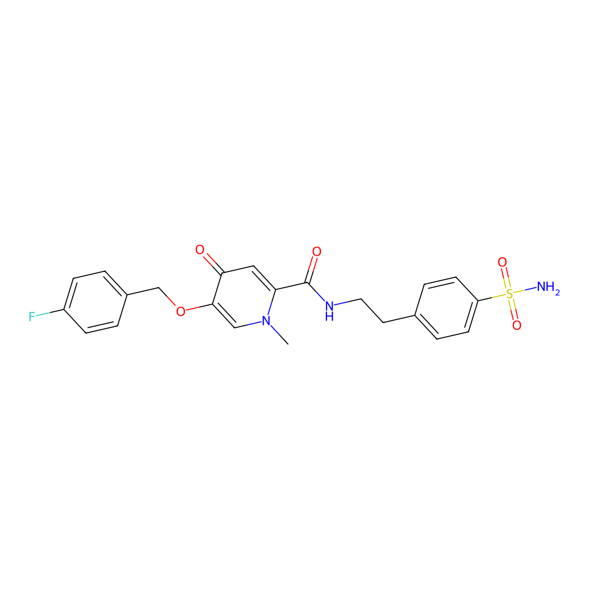 5-((4-fluorobenzyl)oxy)-1-methyl-4-oxo-N-(4-sulfamoylphenethyl)-1,4-dihydropyridine-2-carboxamide molecular structure, CAS 1021249-15-9