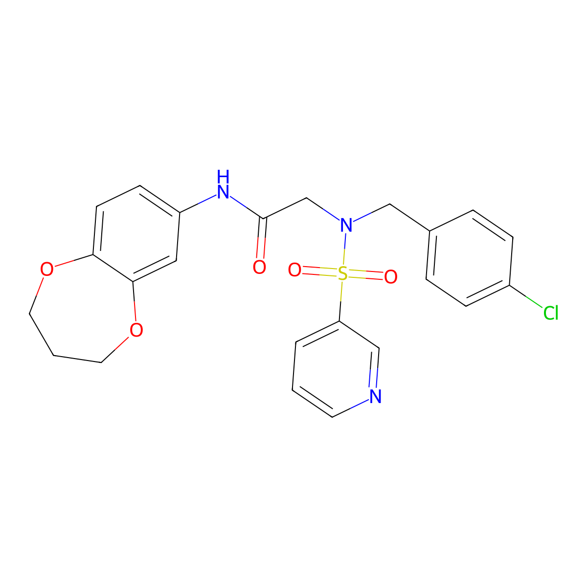 2-{N-[(4-chlorophenyl)methyl]pyridine-3-sulfonamido}-N-(3,4-dihydro-2H-1,5-benzodioxepin-7-yl)acetamide molecular structure, CAS 1021249-19-3