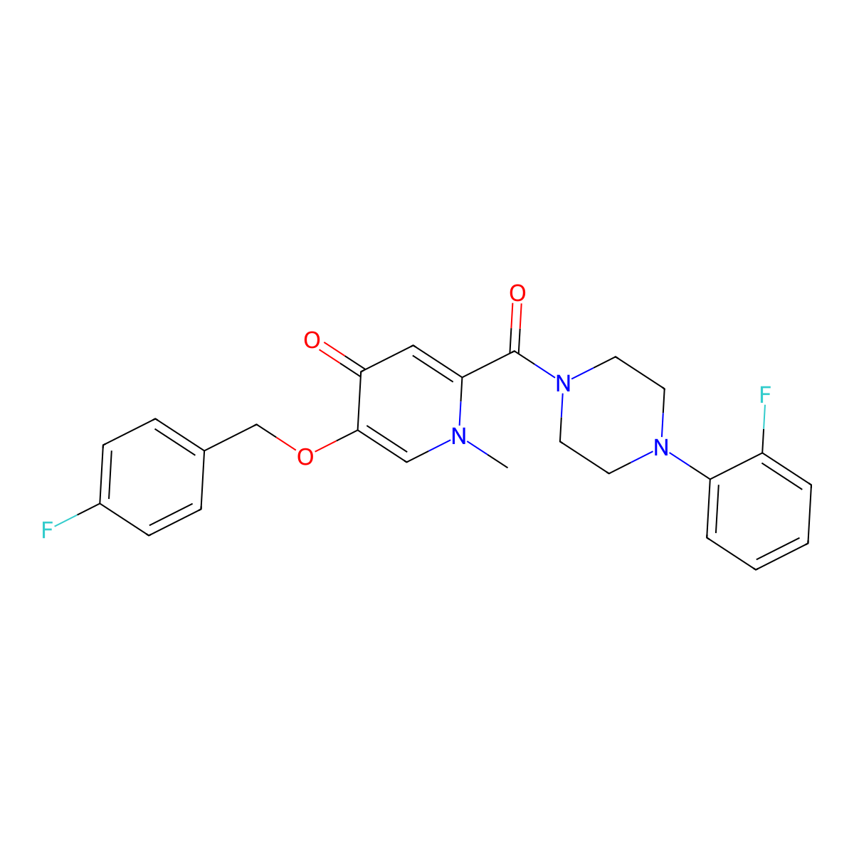 5-((4-fluorobenzyl)oxy)-2-(4-(2-fluorophenyl)piperazine-1-carbonyl)-1-methylpyridin-4(1H)-one molecular structure, CAS 1021249-20-6