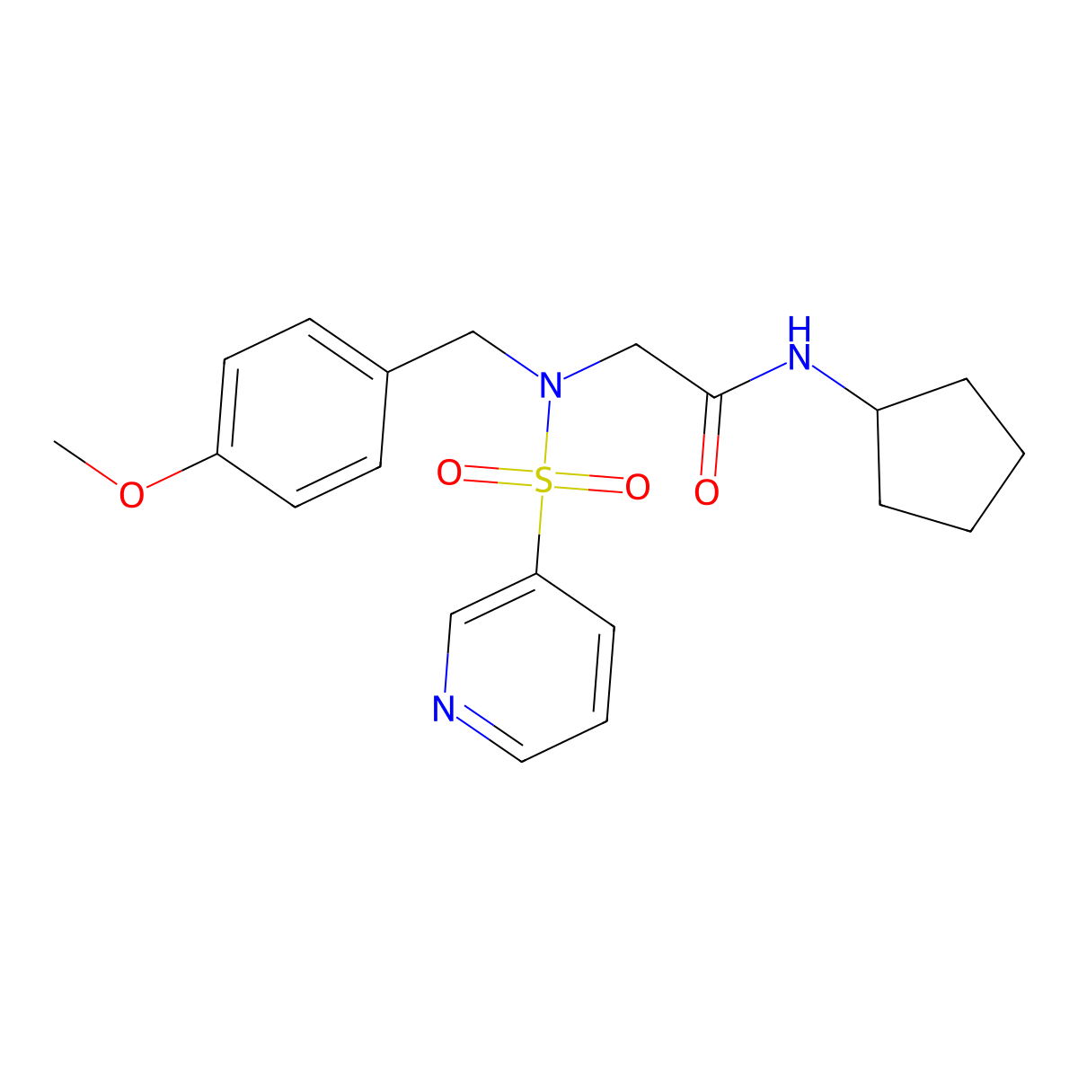 N-cyclopentyl-2-{N-[(4-methoxyphenyl)methyl]pyridine-3-sulfonamido}acetamide molecular structure, CAS 1021249-24-0