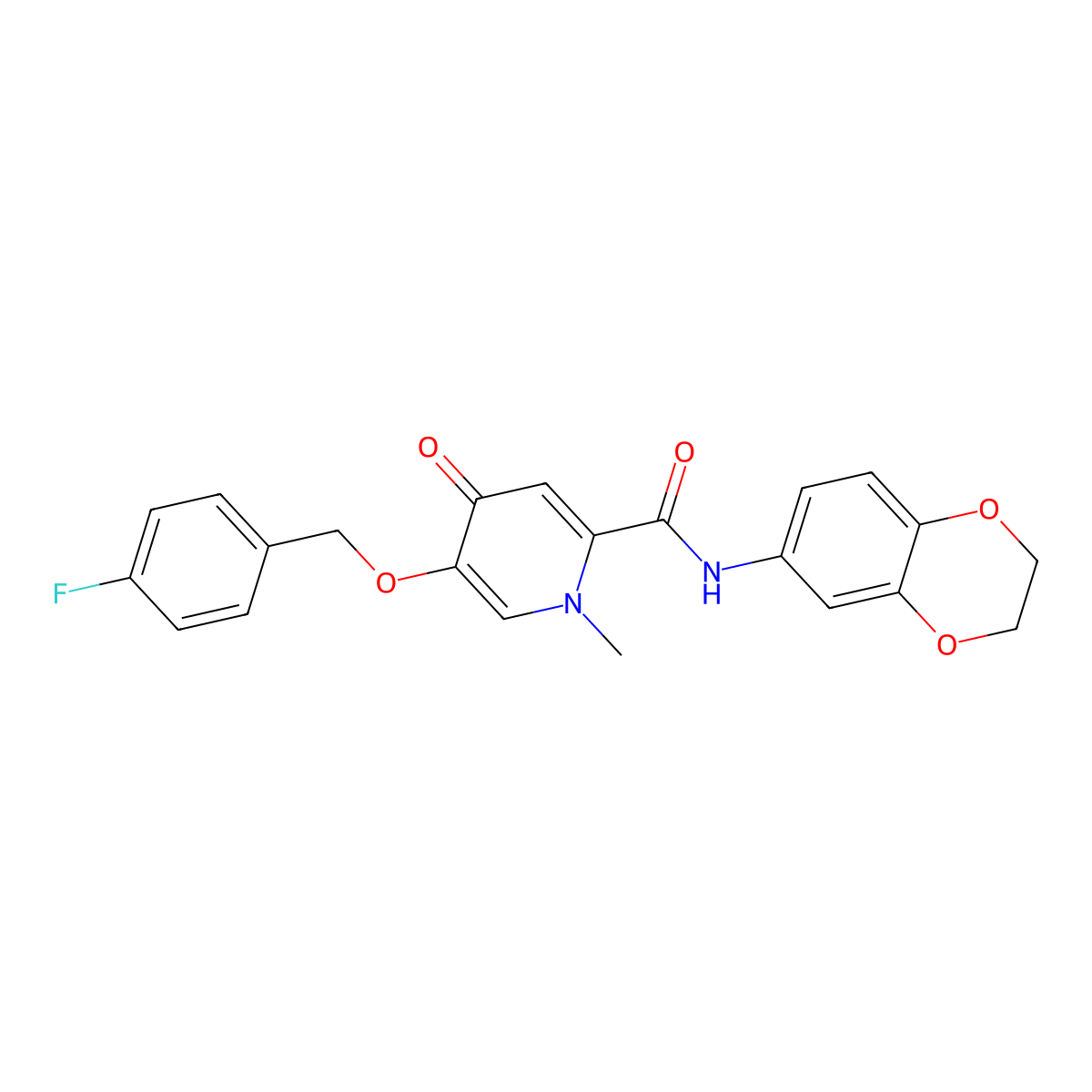 N-(2,3-dihydrobenzo[b][1,4]dioxin-6-yl)-5-((4-fluorobenzyl)oxy)-1-methyl-4-oxo-1,4-dihydropyridine-2-carboxamide molecular structure, CAS 1021249-34-2