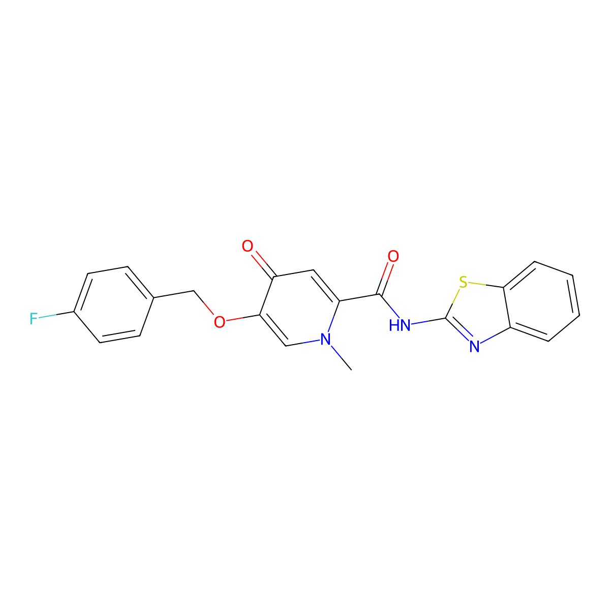 N-(benzo[d]thiazol-2-yl)-5-((4-fluorobenzyl)oxy)-1-methyl-4-oxo-1,4-dihydropyridine-2-carboxamide molecular structure, CAS 1021249-36-4