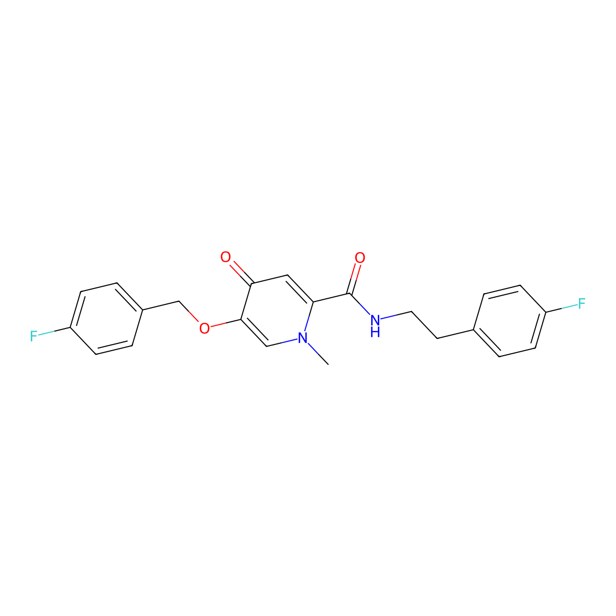 5-((4-fluorobenzyl)oxy)-N-(4-fluorophenethyl)-1-methyl-4-oxo-1,4-dihydropyridine-2-carboxamide molecular structure, CAS 1021249-38-6