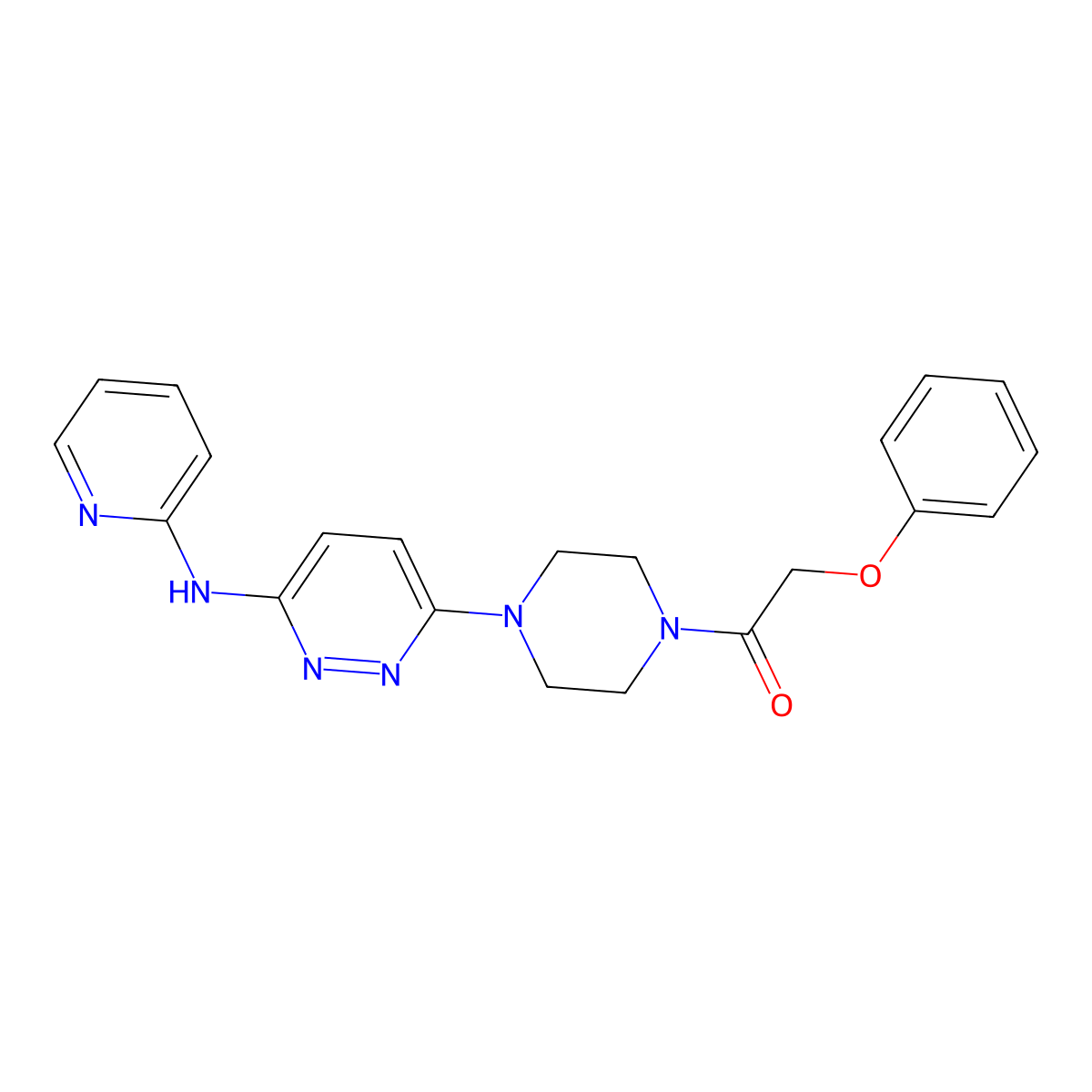 2-Phenoxy-1-(4-(6-(pyridin-2-ylamino)pyridazin-3-yl)piperazin-1-yl)ethanone molecular structure, CAS 1021249-43-3