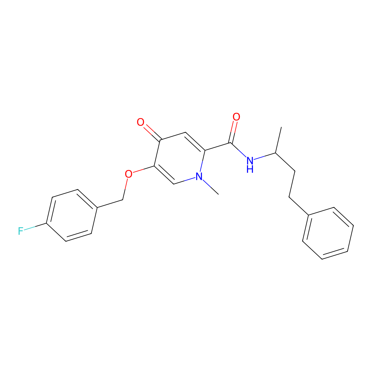 5-((4-fluorobenzyl)oxy)-1-methyl-4-oxo-N-(4-phenylbutan-2-yl)-1,4-dihydropyridine-2-carboxamide molecular structure, CAS 1021249-50-2