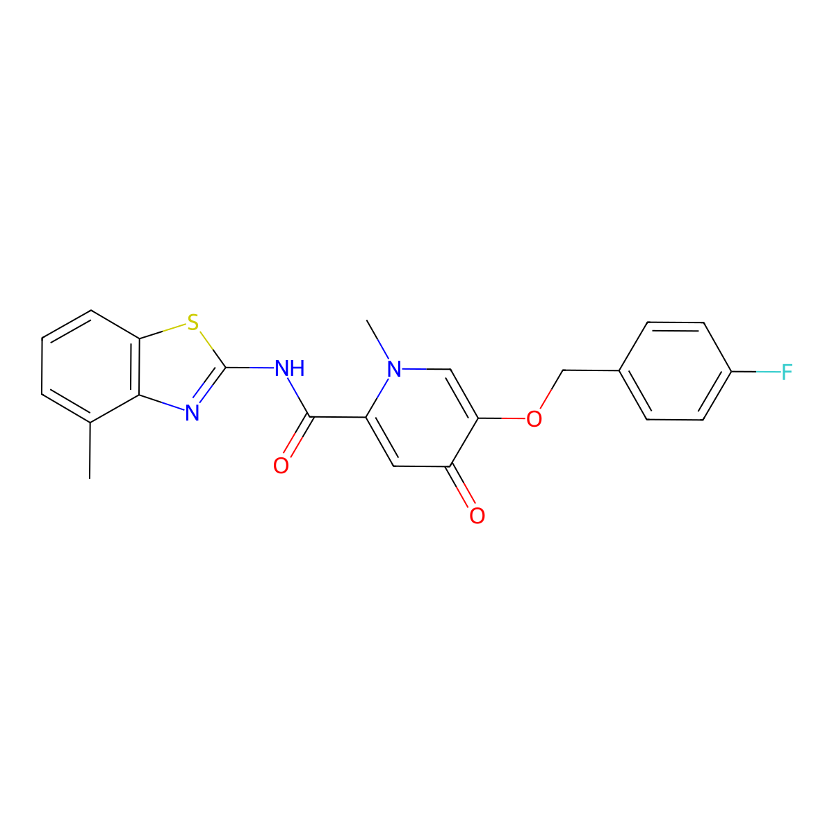 5-((4-fluorobenzyl)oxy)-1-methyl-N-(4-methylbenzo[d]thiazol-2-yl)-4-oxo-1,4-dihydropyridine-2-carboxamide molecular structure, CAS 1021249-67-1