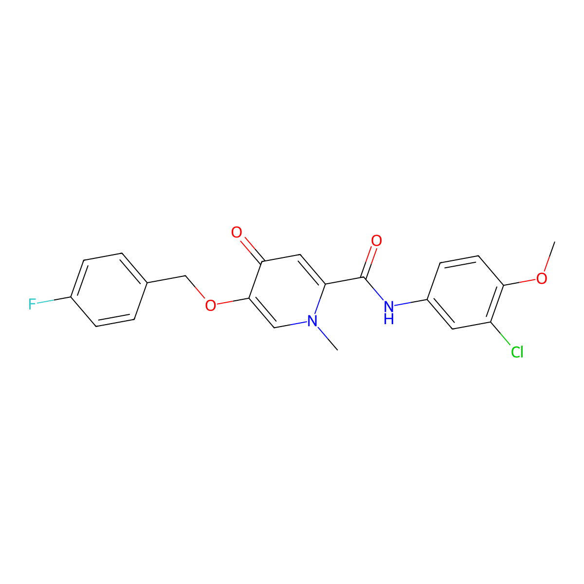 N-(3-chloro-4-methoxyphenyl)-5-((4-fluorobenzyl)oxy)-1-methyl-4-oxo-1,4-dihydropyridine-2-carboxamide molecular structure, CAS 1021249-71-7