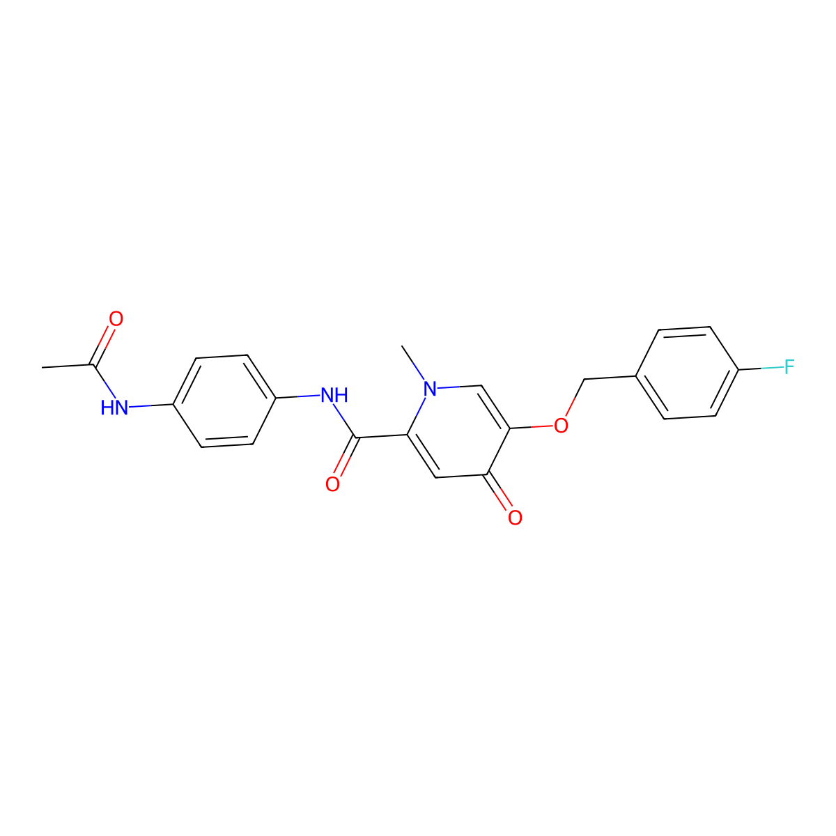 N-(4-acetamidophenyl)-5-((4-fluorobenzyl)oxy)-1-methyl-4-oxo-1,4-dihydropyridine-2-carboxamide molecular structure, CAS 1021249-74-0
