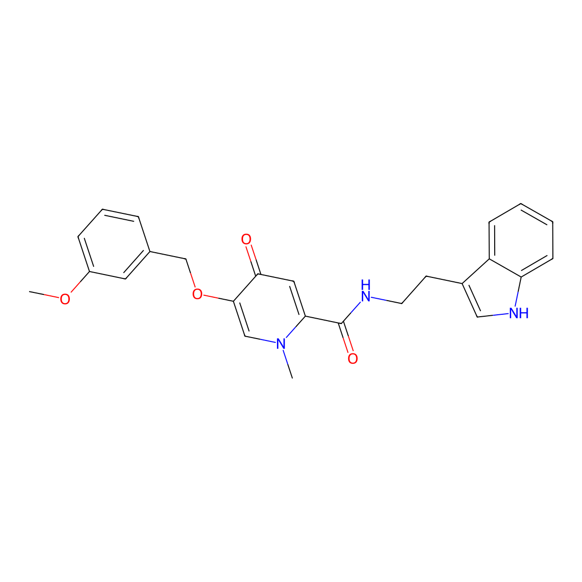 N-(2-(1H-indol-3-yl)ethyl)-5-((3-methoxybenzyl)oxy)-1-methyl-4-oxo-1,4-dihydropyridine-2-carboxamide molecular structure, CAS 1021249-76-2