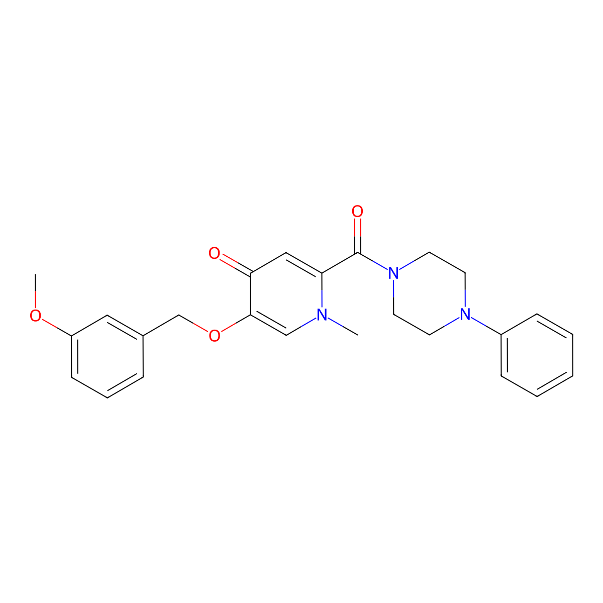 5-((3-methoxybenzyl)oxy)-1-methyl-2-(4-phenylpiperazine-1-carbonyl)pyridin-4(1H)-one molecular structure, CAS 1021249-79-5
