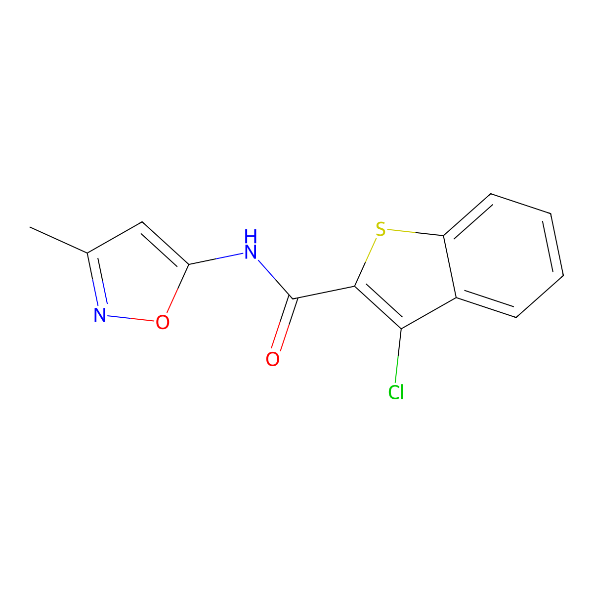 3-chloro-N-(3-methyl-1,2-oxazol-5-yl)-1-benzothiophene-2-carboxamide molecular structure, CAS 1021249-80-8