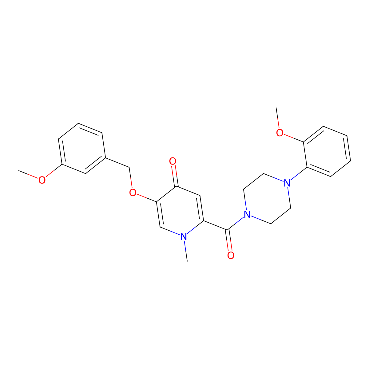 5-((3-methoxybenzyl)oxy)-2-(4-(2-methoxyphenyl)piperazine-1-carbonyl)-1-methylpyridin-4(1H)-one molecular structure, CAS 1021249-83-1