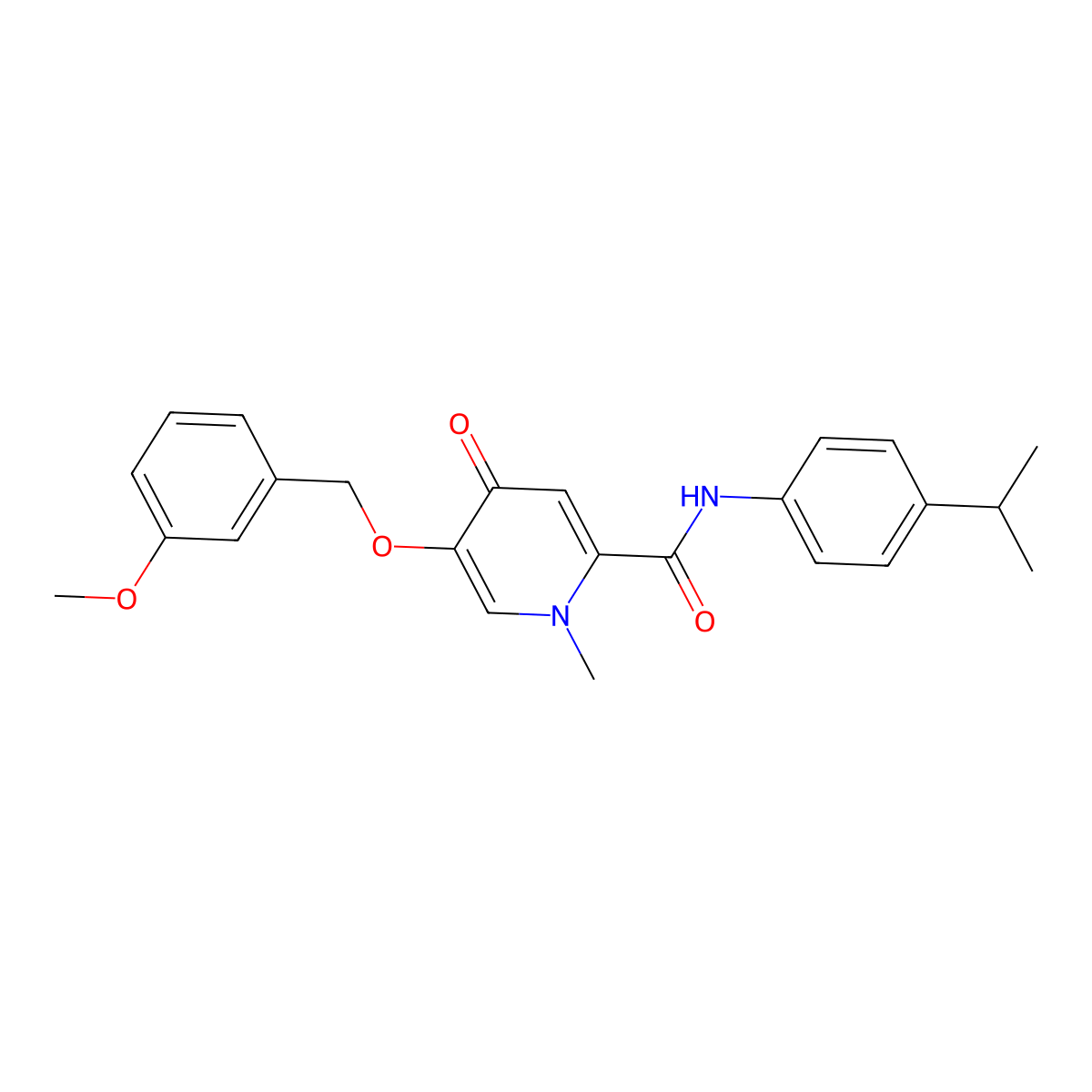 N-(4-isopropylphenyl)-5-((3-methoxybenzyl)oxy)-1-methyl-4-oxo-1,4-dihydropyridine-2-carboxamide molecular structure, CAS 1021249-93-3