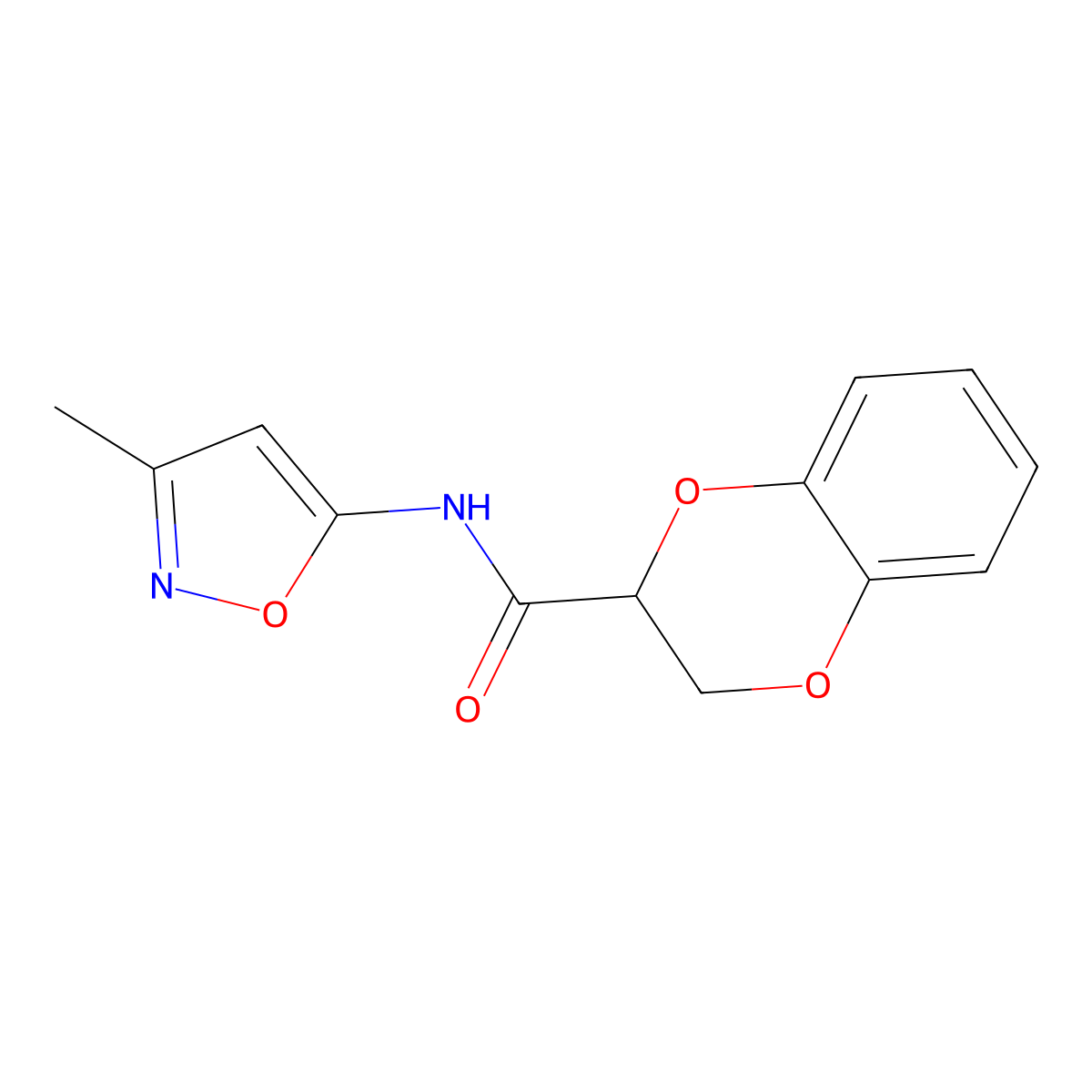 N-(3-methyl-1,2-oxazol-5-yl)-2,3-dihydro-1,4-benzodioxine-2-carboxamide molecular structure, CAS 1021249-95-5