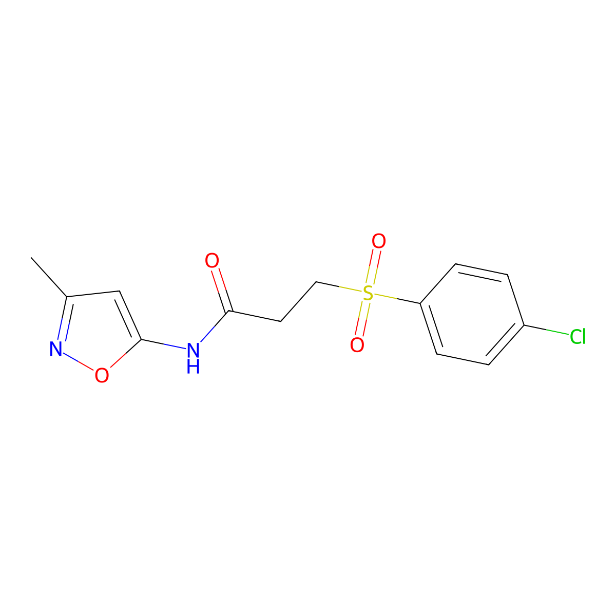3-(4-chlorobenzenesulfonyl)-N-(3-methyl-1,2-oxazol-5-yl)propanamide molecular structure, CAS 1021250-04-3
