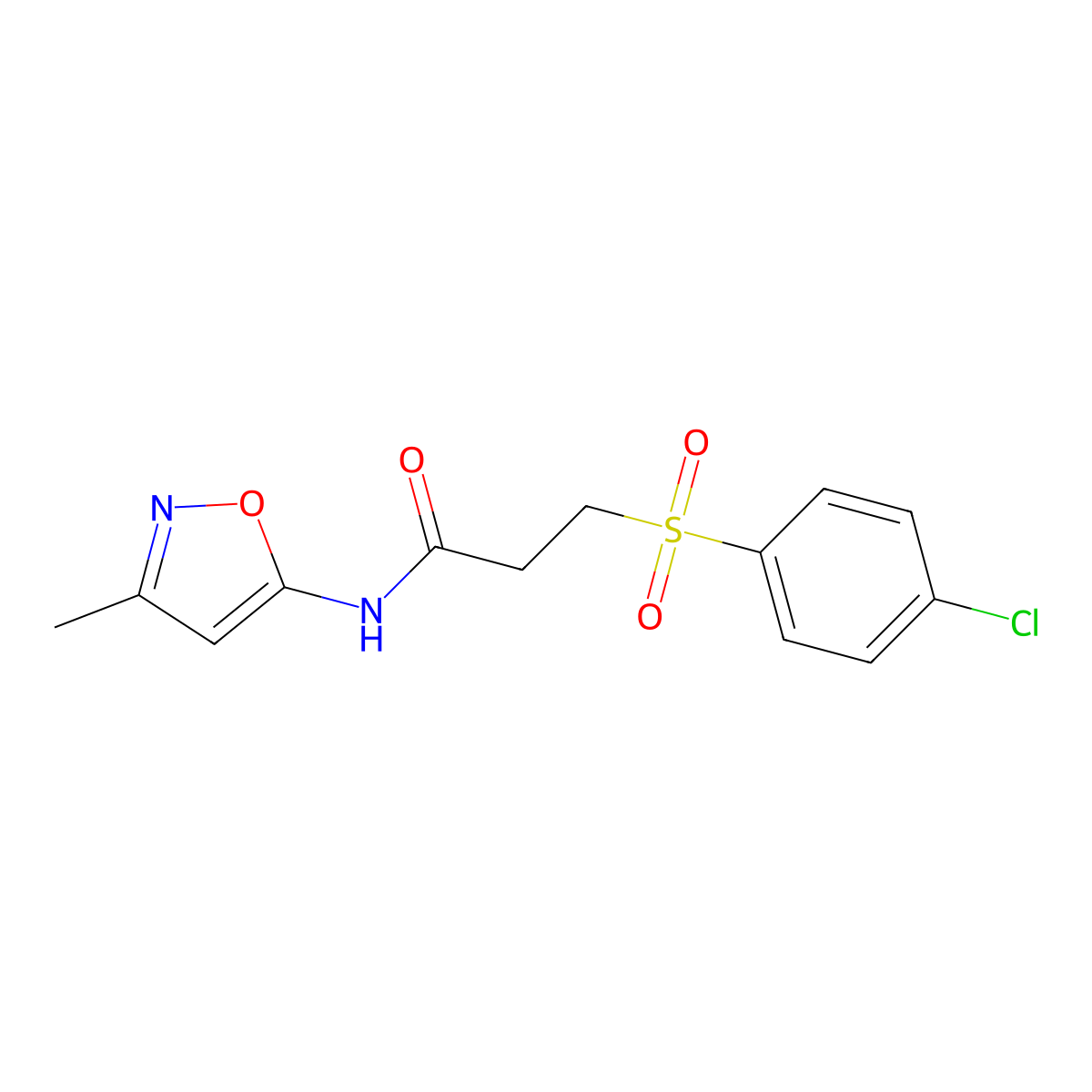 3-(4-chlorobenzenesulfonyl)-N-(3-methyl-1,2-oxazol-5-yl)propanamide molecular structure, CAS 1021250-04-3
