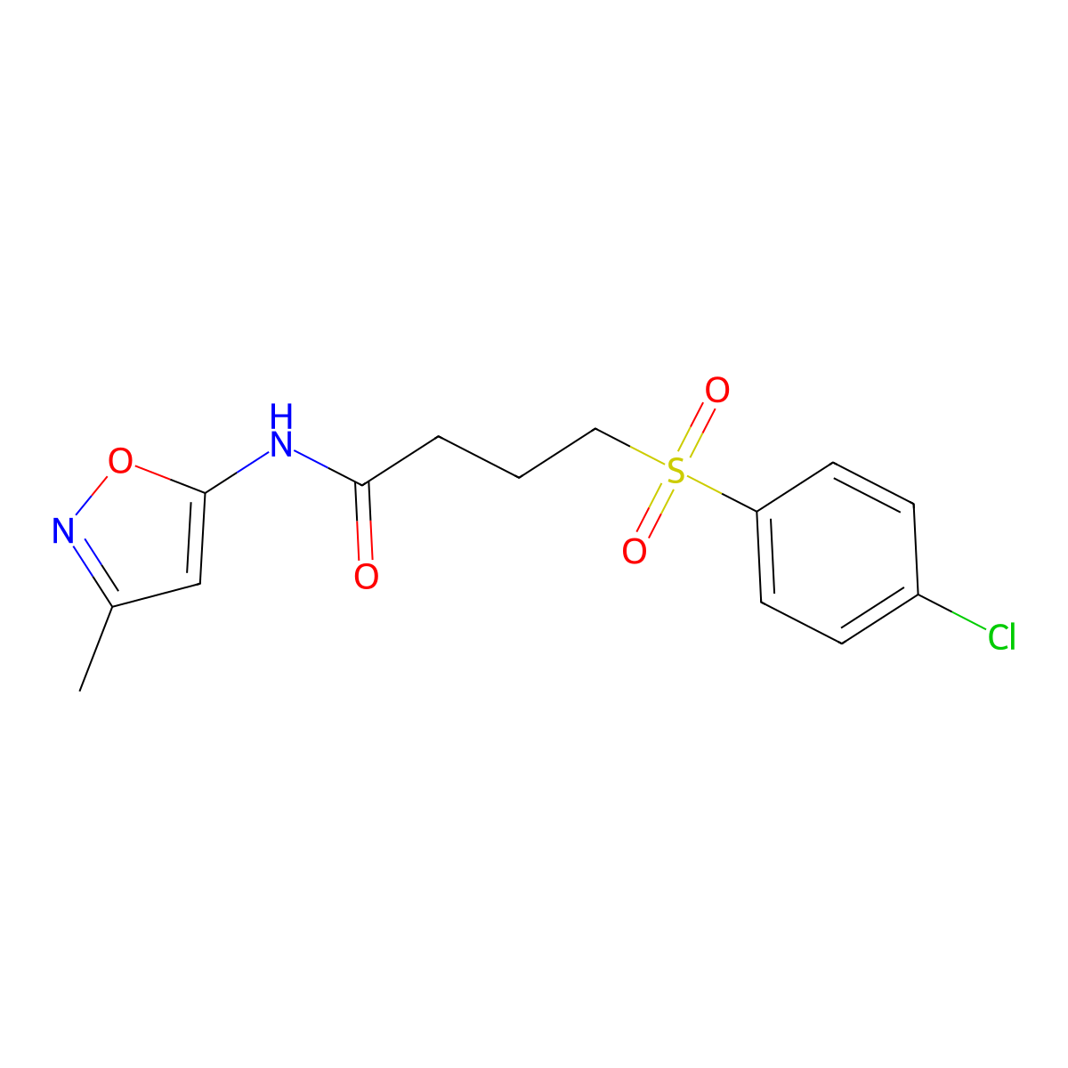 4-(4-chlorobenzenesulfonyl)-N-(3-methyl-1,2-oxazol-5-yl)butanamide molecular structure, CAS 1021250-12-3