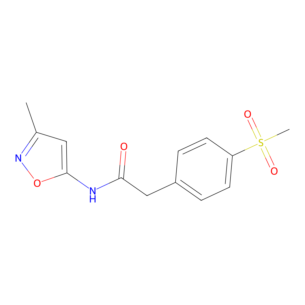 2-(4-methanesulfonylphenyl)-N-(3-methyl-1,2-oxazol-5-yl)acetamide molecular structure, CAS 1021250-20-3