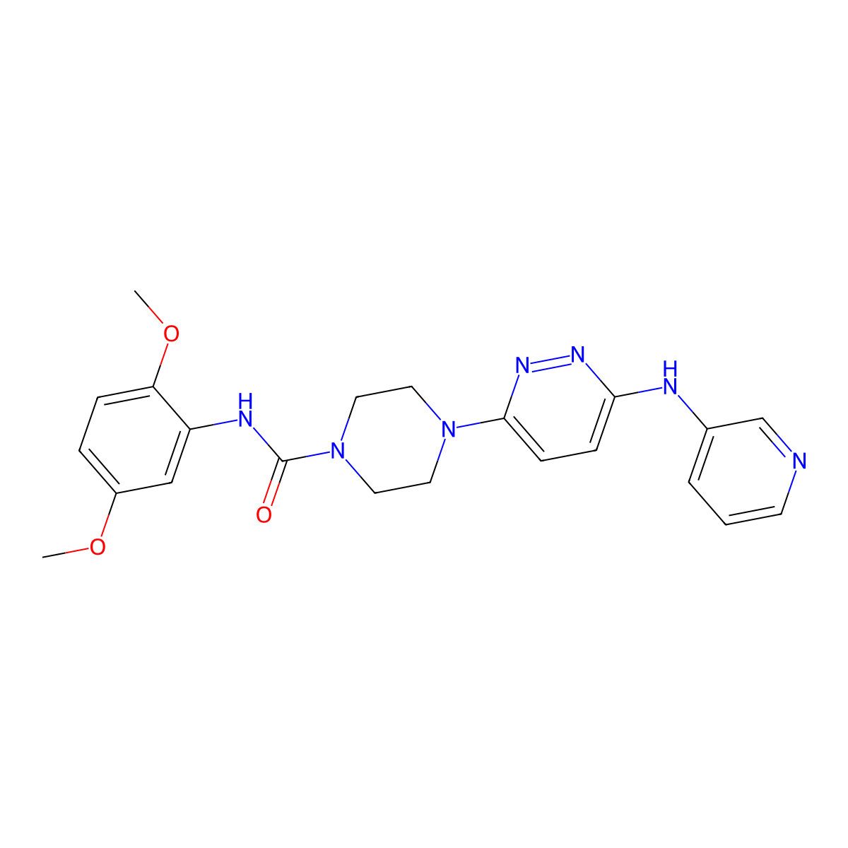 N-(2,5-dimethoxyphenyl)-4-(6-(pyridin-3-ylamino)pyridazin-3-yl)piperazine-1-carboxamide molecular structure, CAS 1021250-21-4